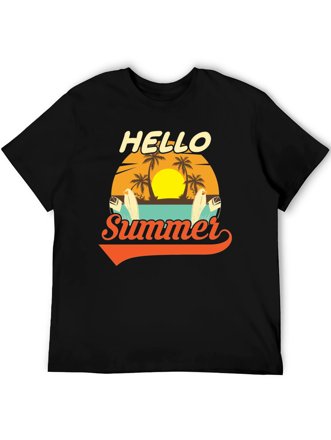 Black Hello Summer Graphic Tee - Beach Vacation Ready! view 5