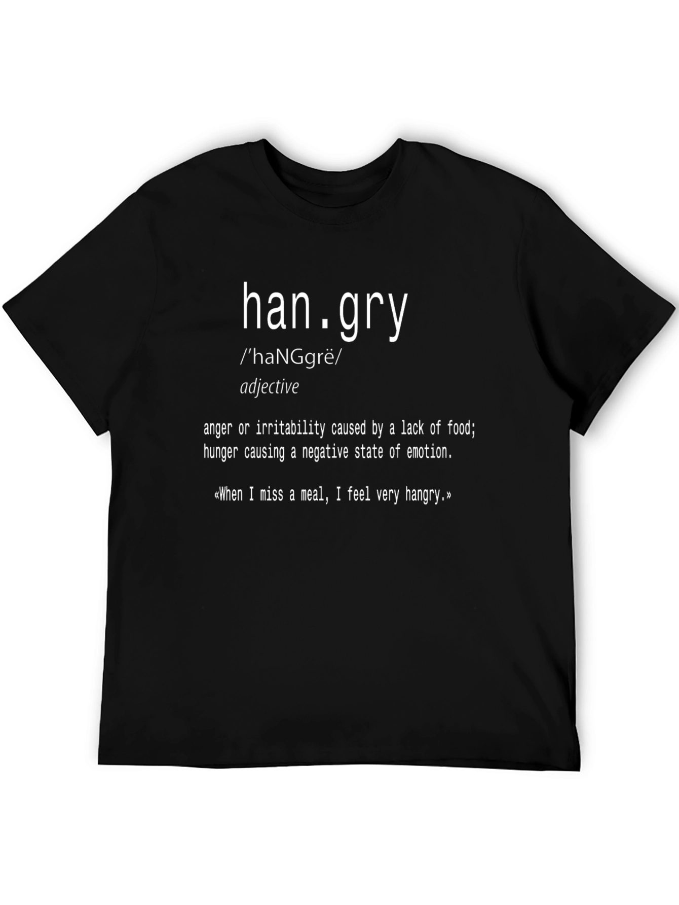 Black Hangry Definition Graphic T-Shirt - Funny Foodie Tee view 5