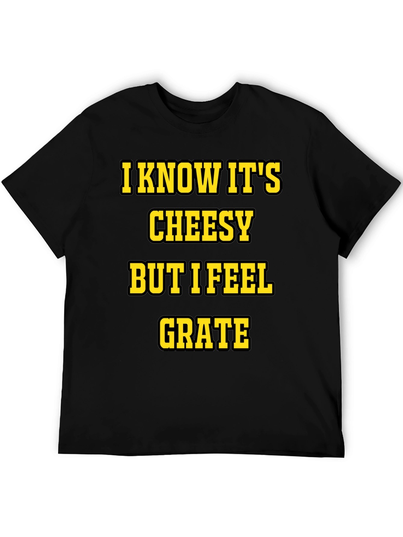 Black Cheesy Grate Pun T-Shirt - Black view 5