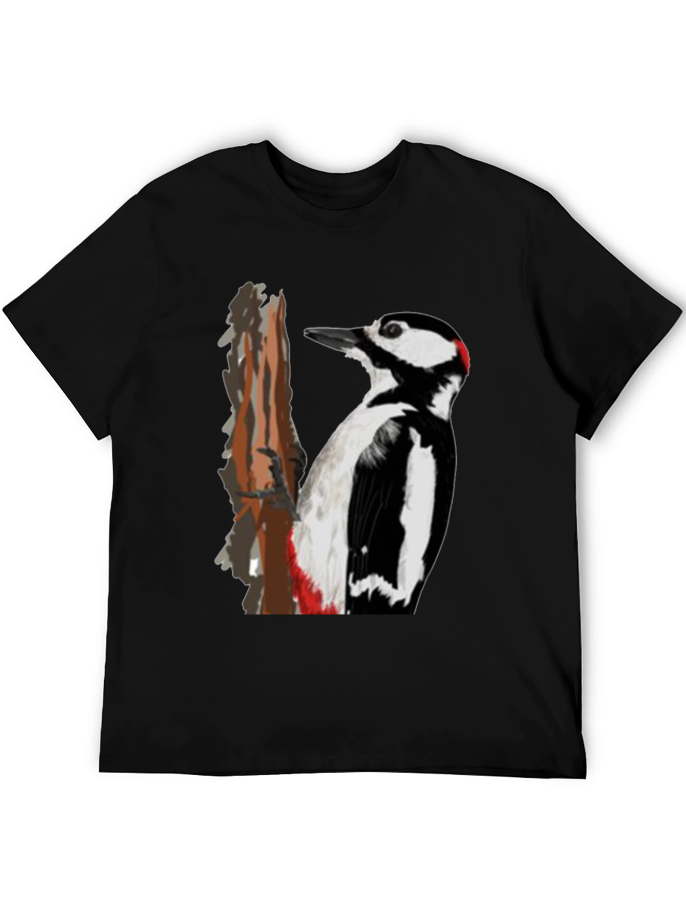 Black Woodpecker Graphic Print Black T-Shirt view 5