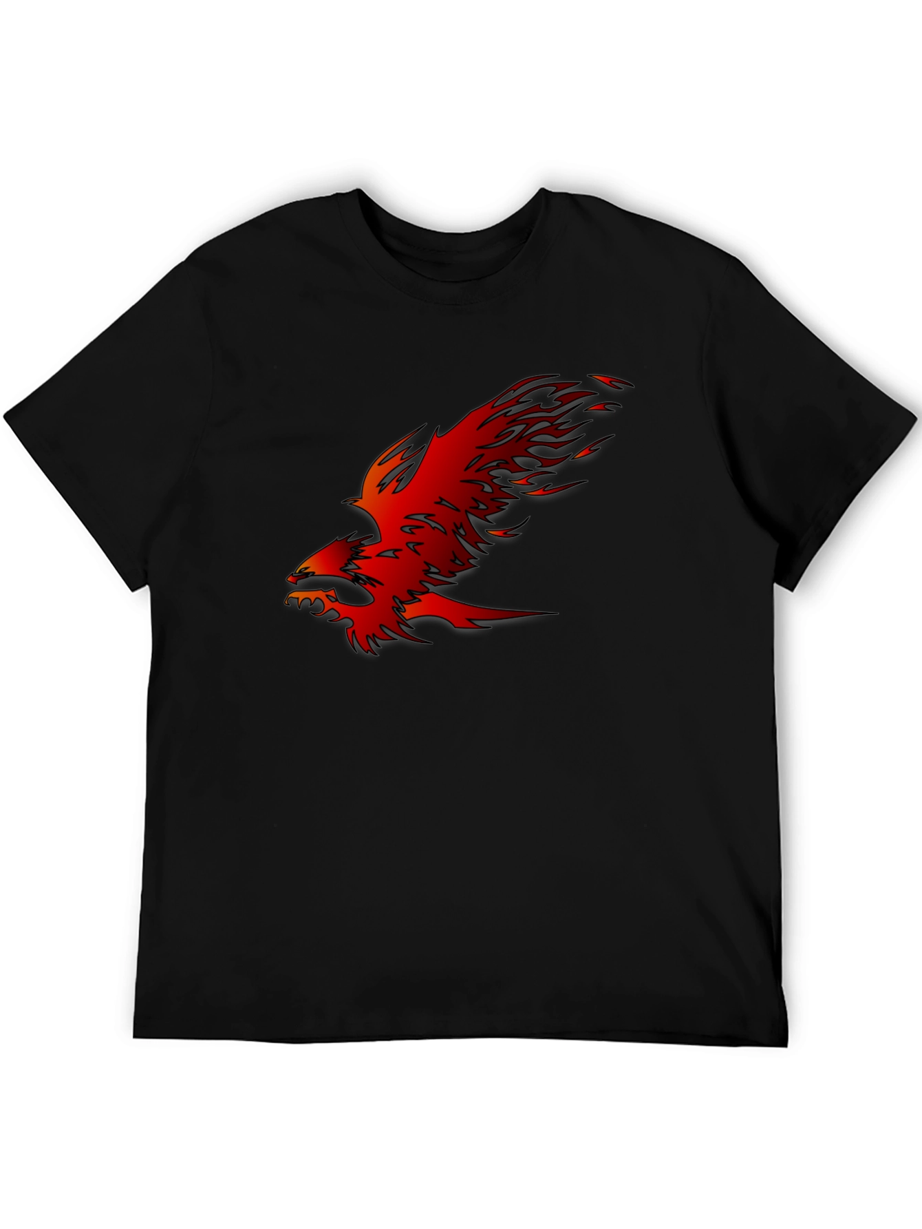 Black Fiery Phoenix Graphic Black T-Shirt view 5