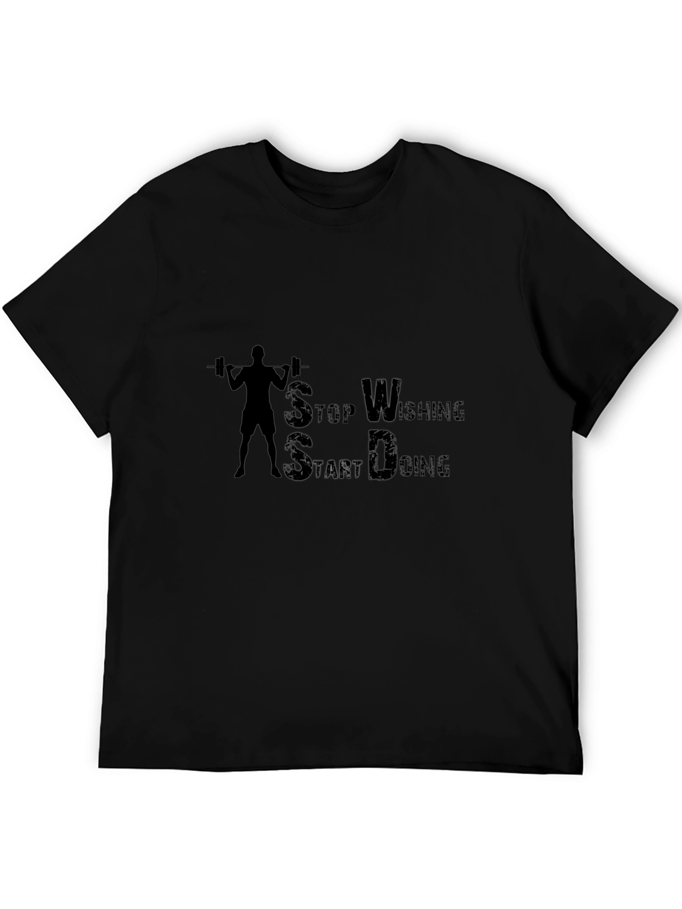 Black Stop Wishing Start Doing Gym T-Shirt view 5