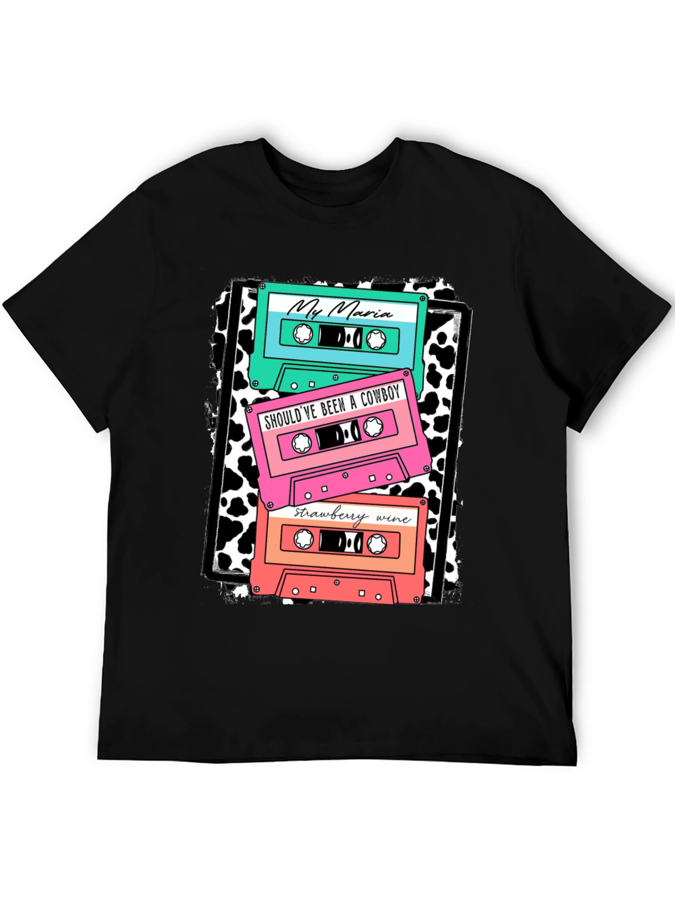 Black Retro Cassette Tape Music T-Shirt view 5