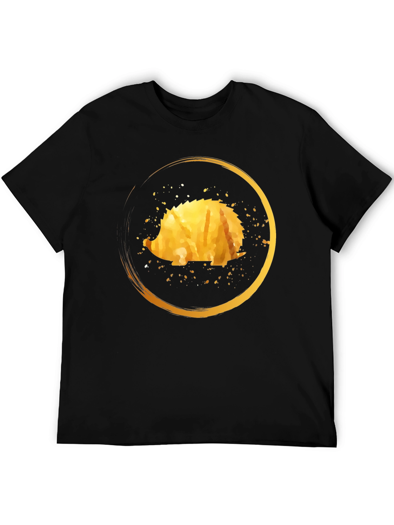 Black Golden Hedgehog Graphic Tee - Stylish Unisex Shirt view 5