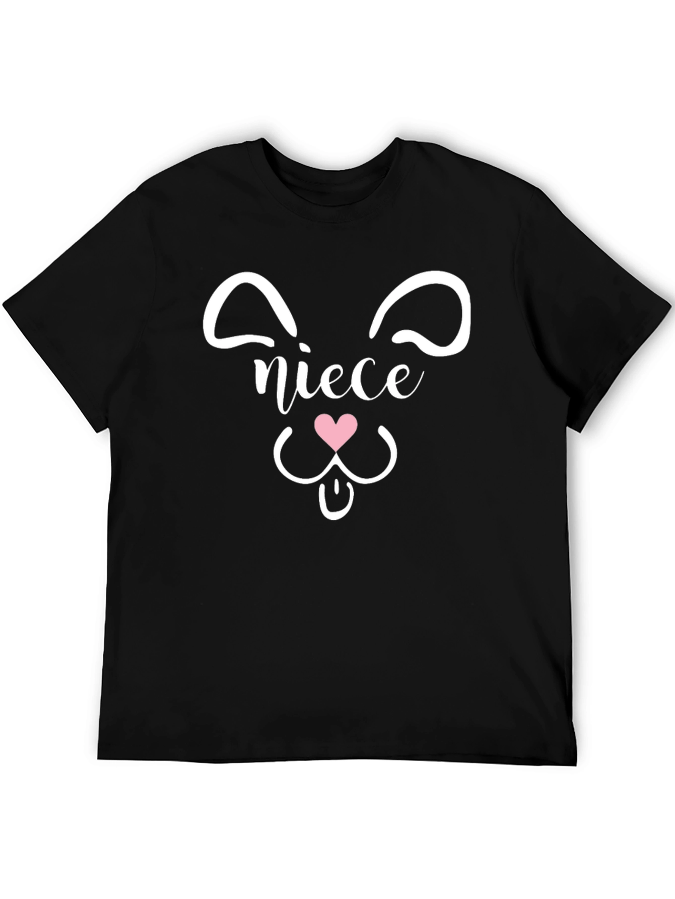 Black Cute Niece Bear Face T-Shirt - Black view 5