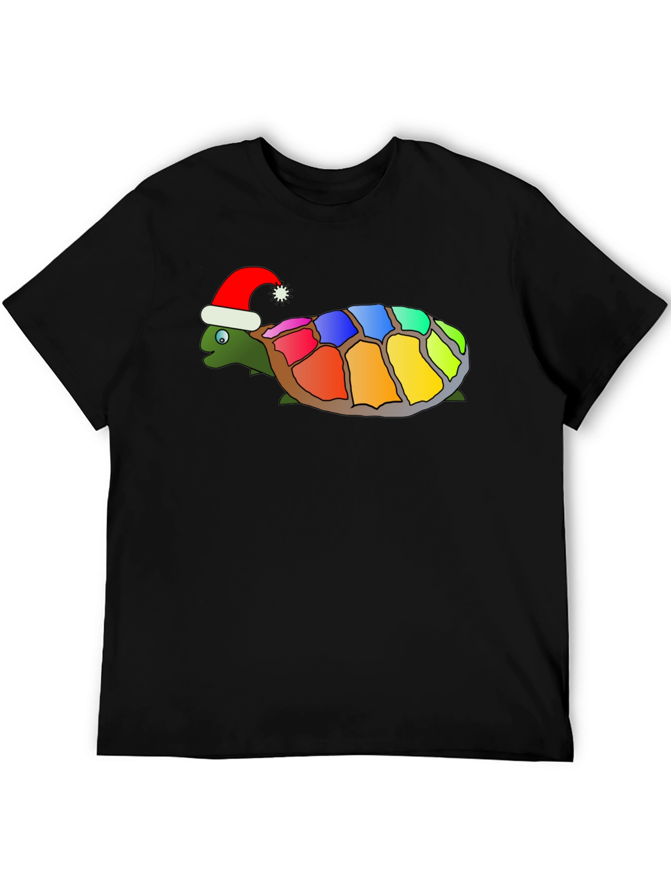 Black Festive Rainbow Turtle Graphic Tee view 5