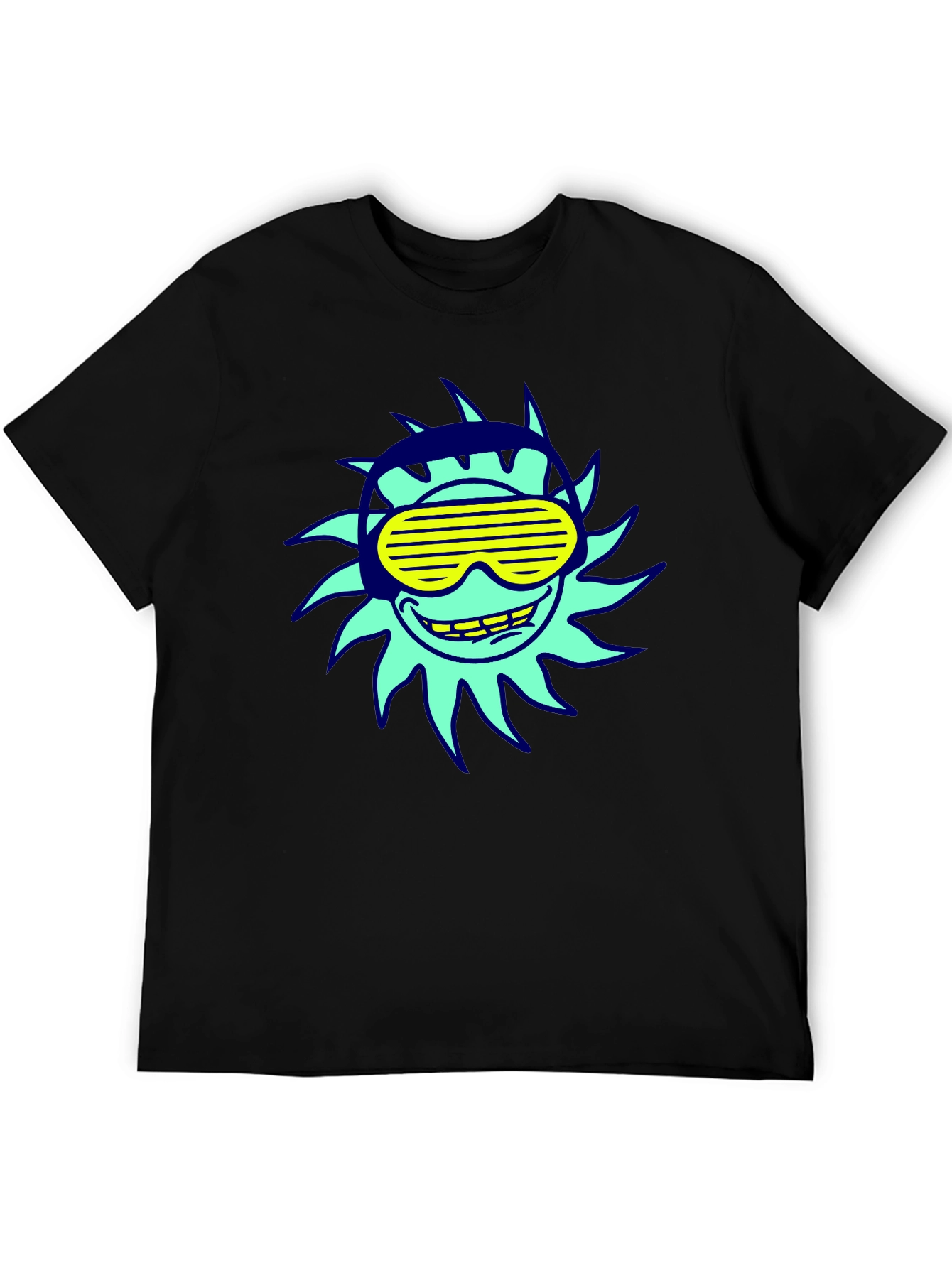 Black Cool Sun Graphic Tee - Black Cotton T-Shirt view 5