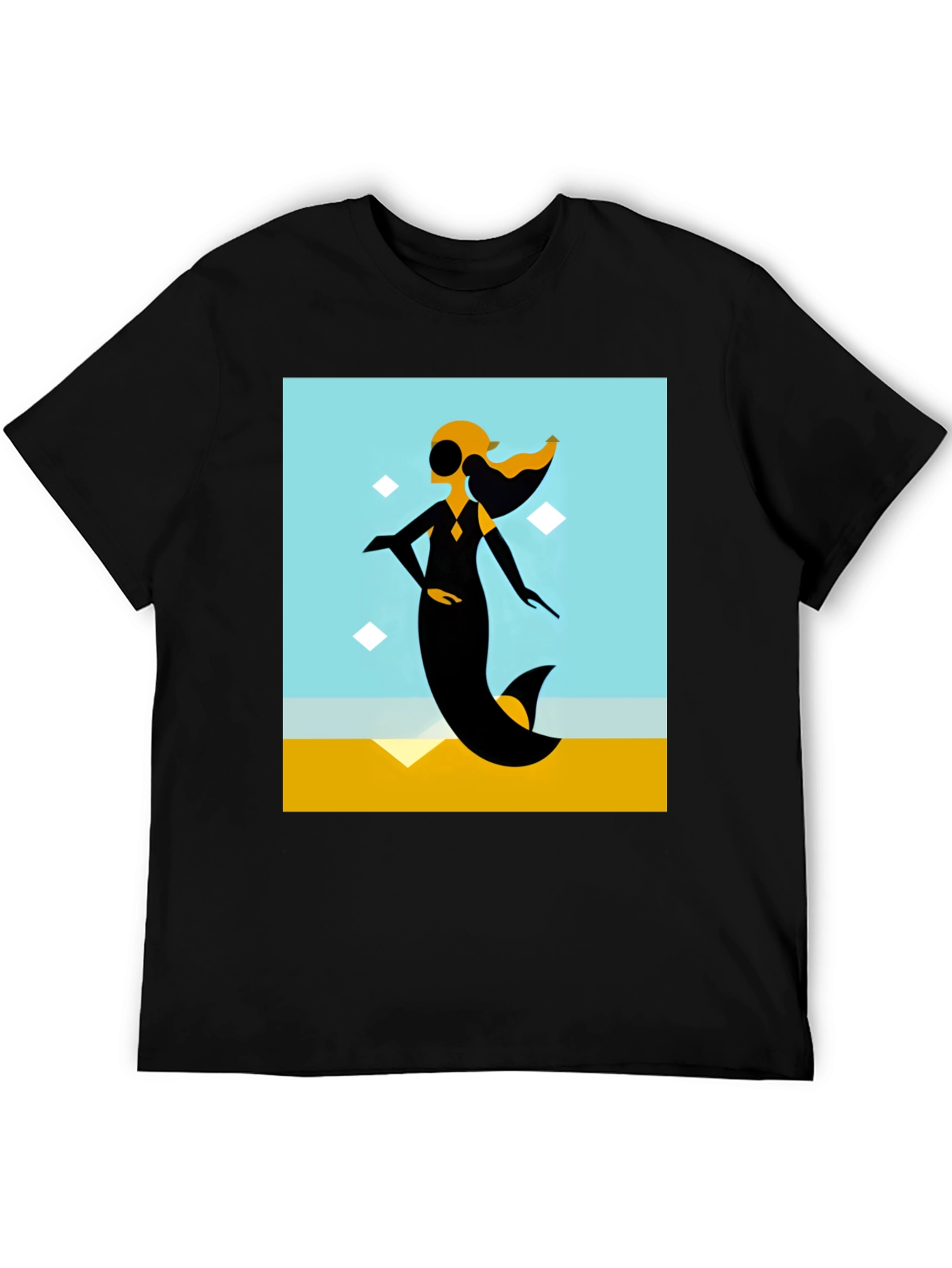 Black Abstract Mermaid Graphic Tee view 5