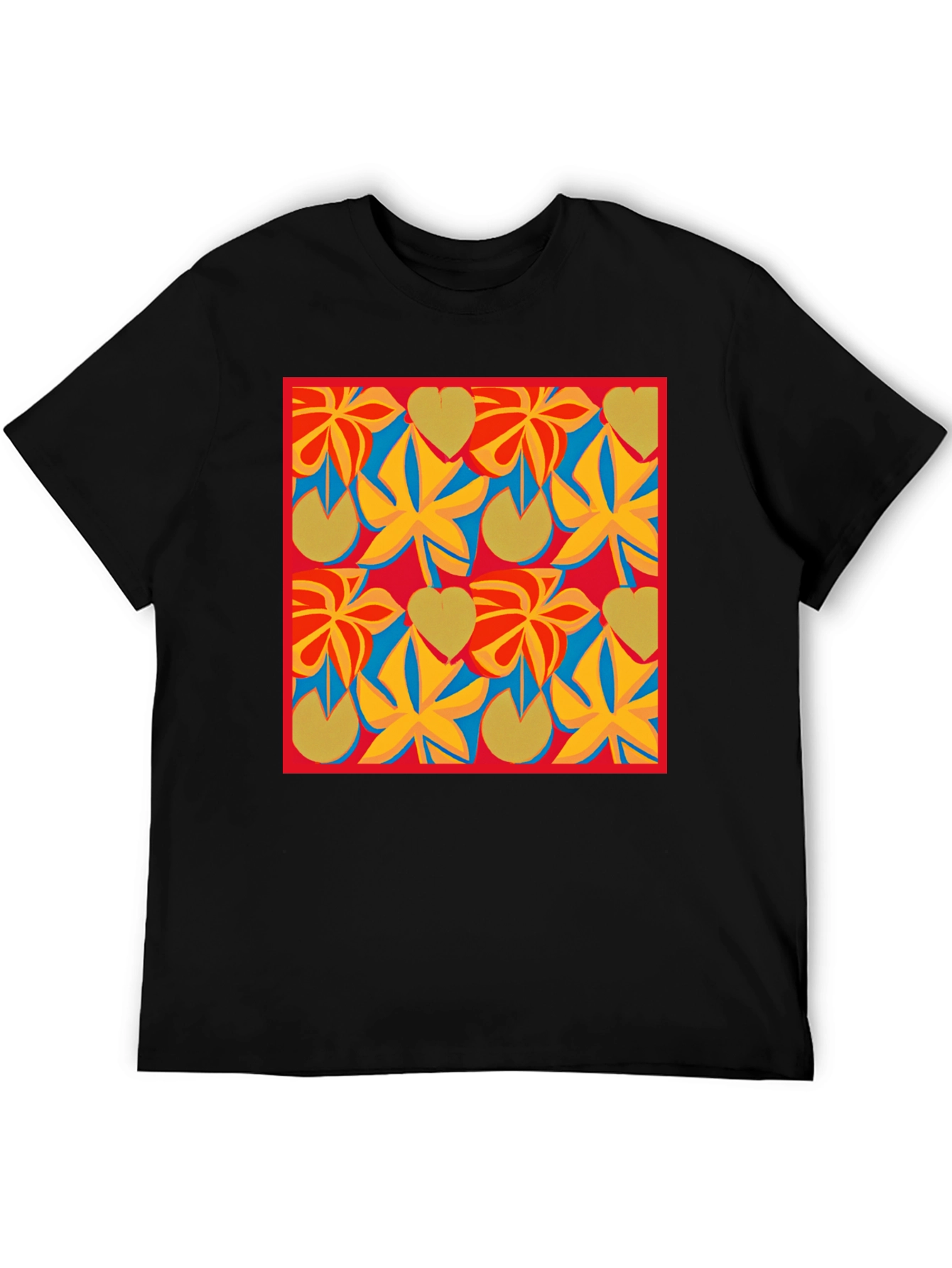 Black Abstract Floral Pattern T-Shirt - Modern Art Tee view 5