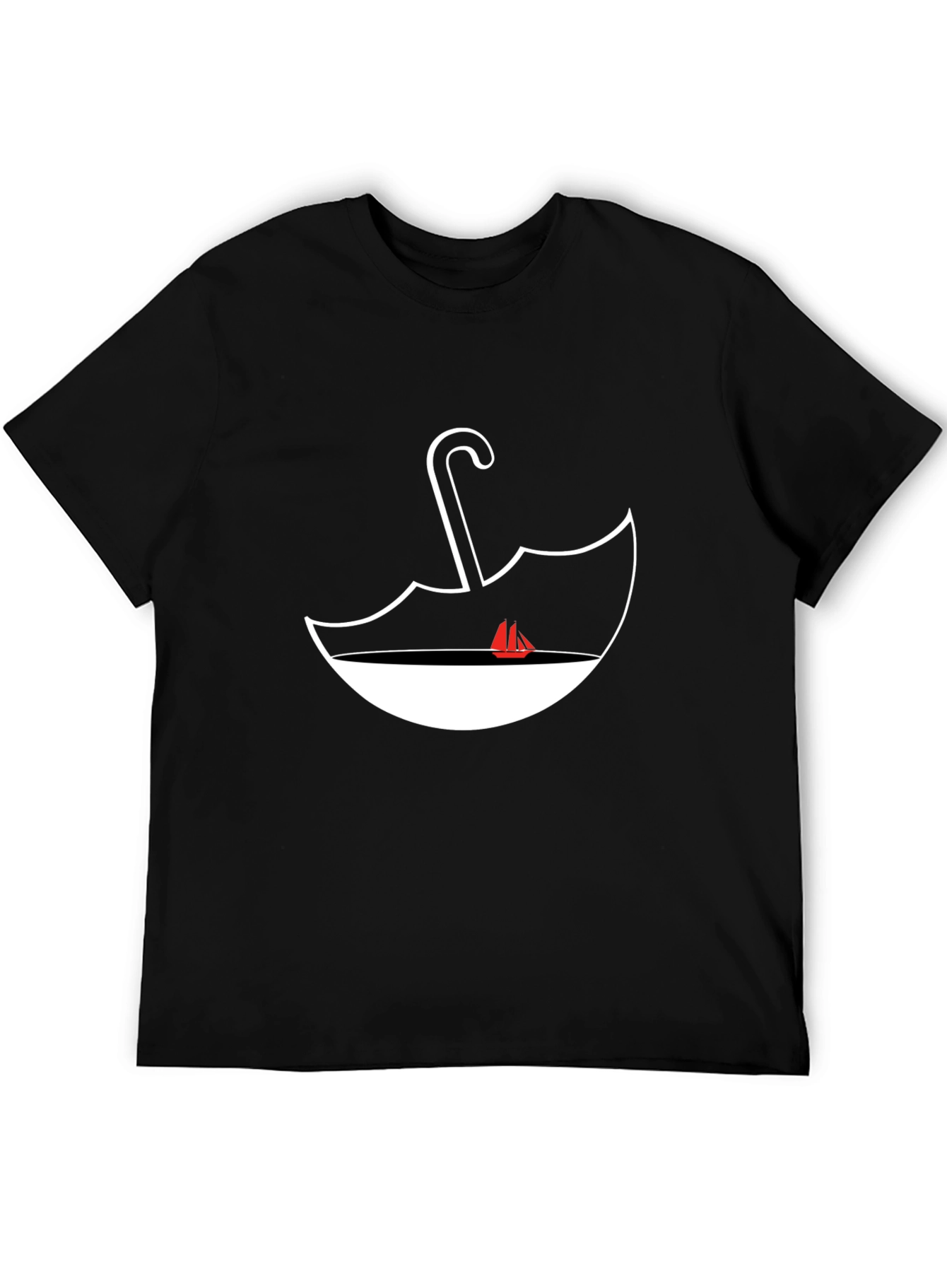 Black Nautical Umbrella Graphic Tee - Black Cotton Comfort view 5