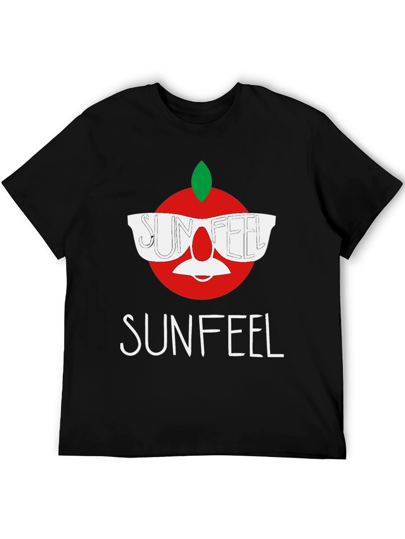 Black Sunfeel T-Shirt - Funny Apple Design view 5