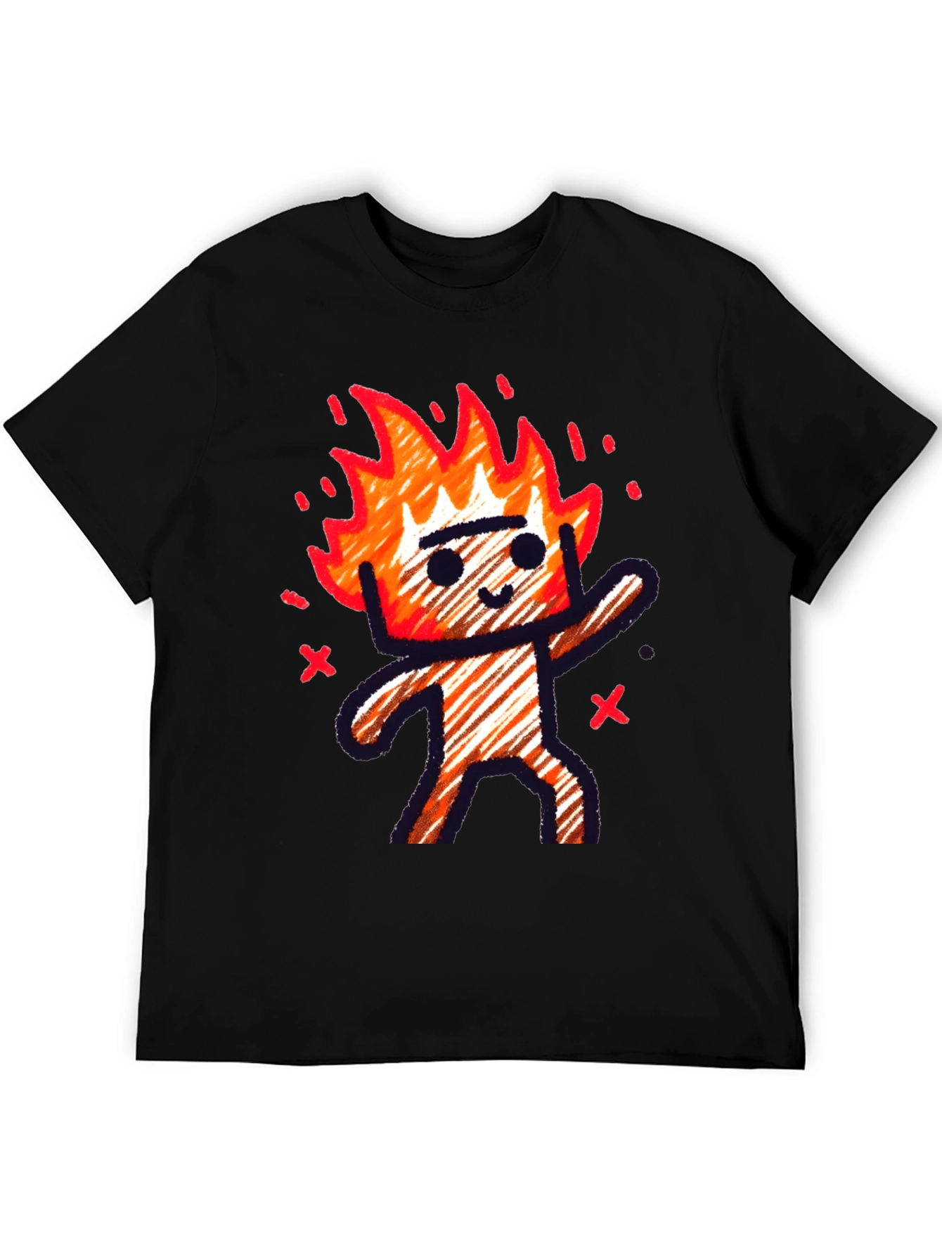 Black Flame Character T-Shirt - Soft Cotton Tee view 5