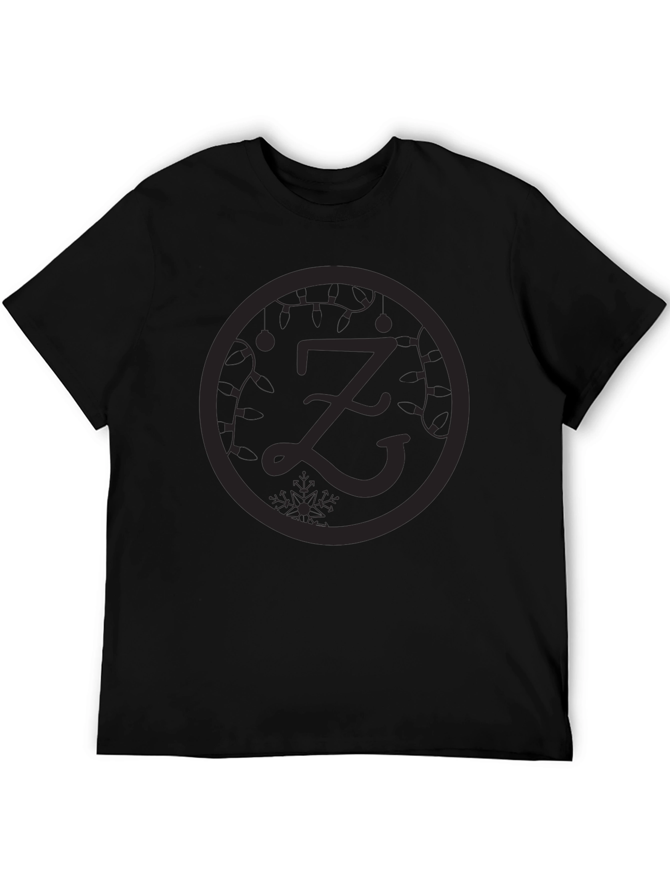 Black Black Graphic Tee - Z Letter Festive Design view 5