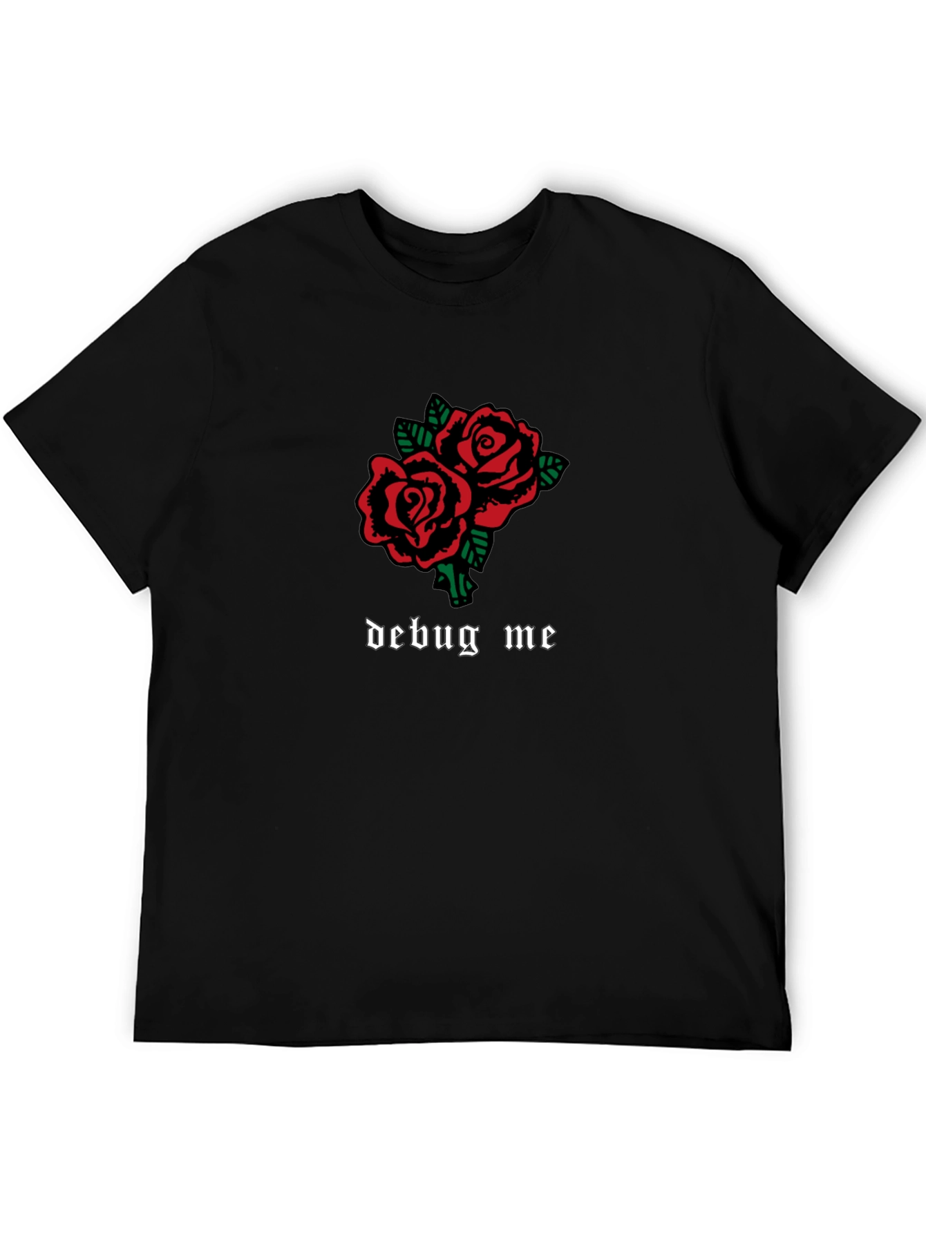 Black Debug Me Rose Graphic Tee - Black Cotton Shirt view 5