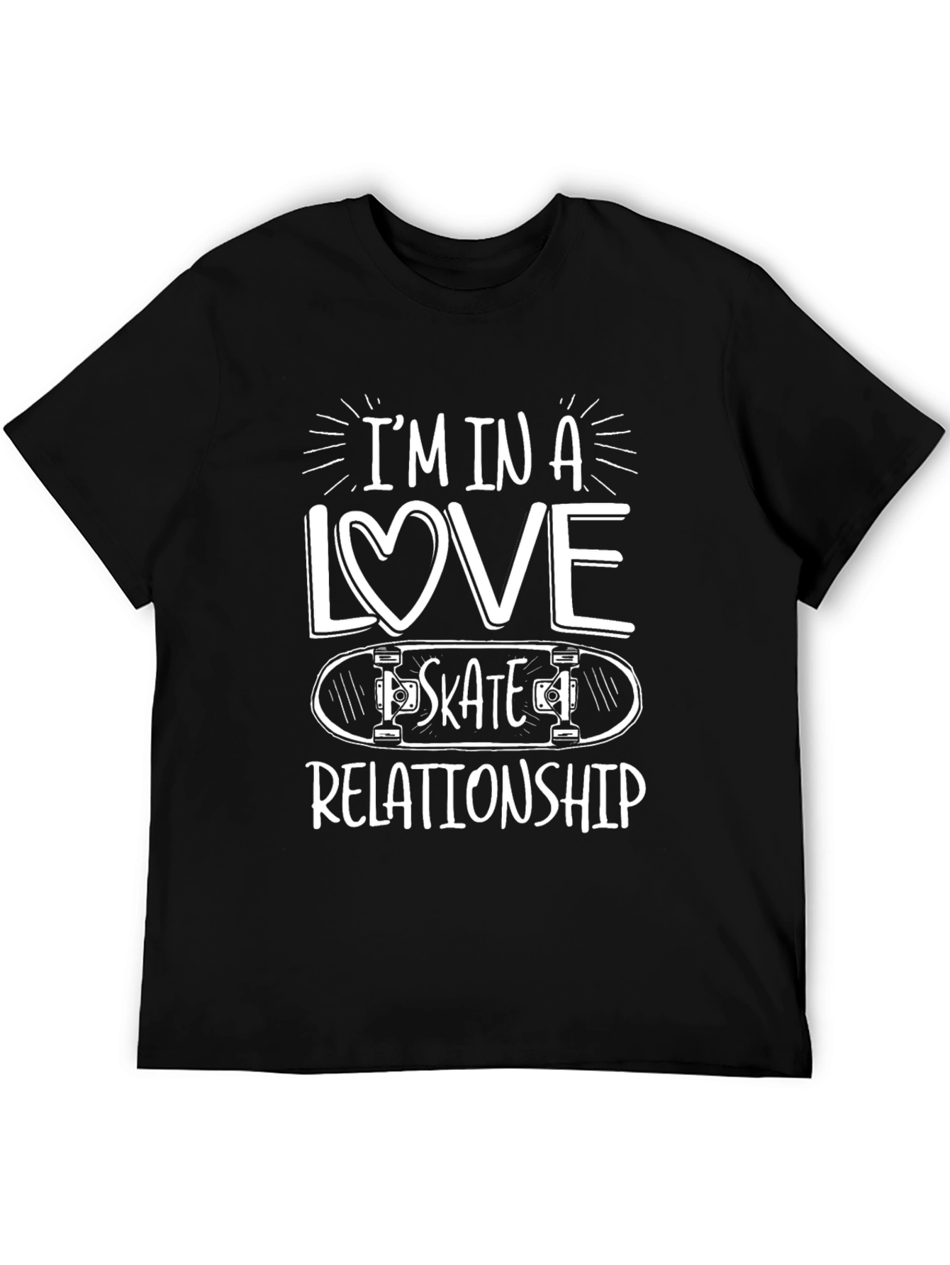 Black Skateboarding Love T-Shirt - Casual Black Tee view 5