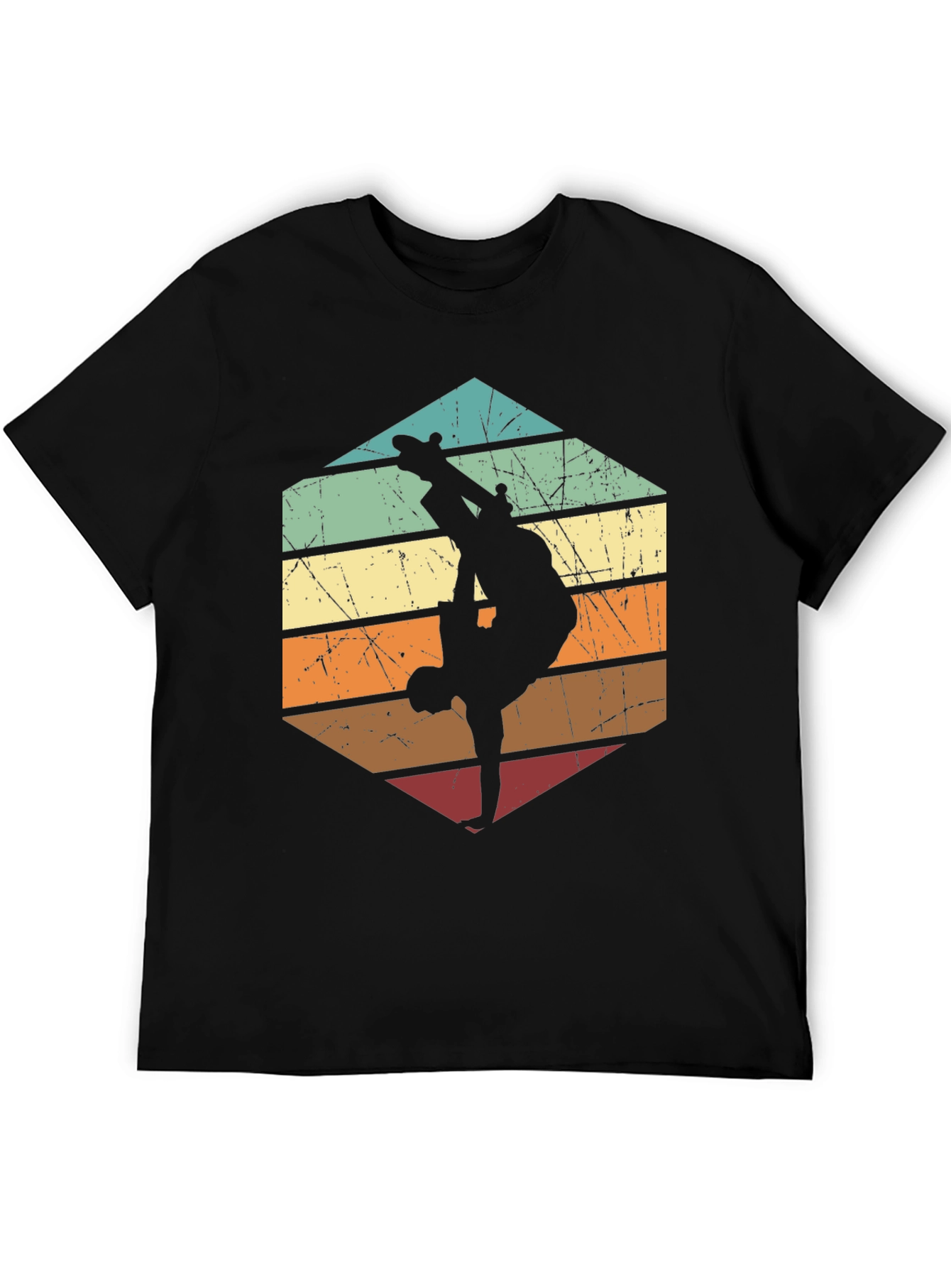 Black Retro Skateboard Silhouette Graphic Tee view 5