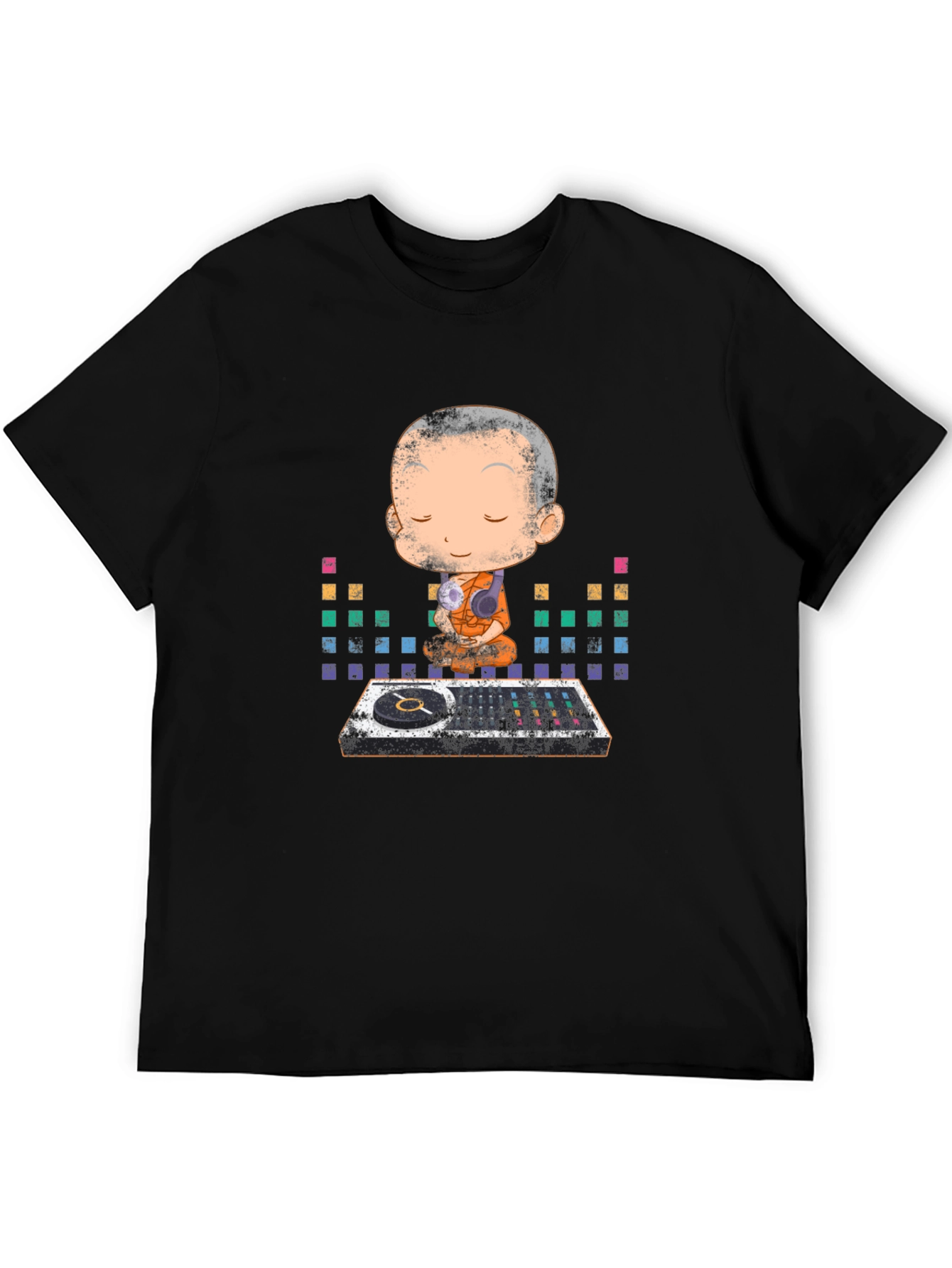 Black Zen DJ Monk Graphic T-Shirt - Meditation & Music view 5