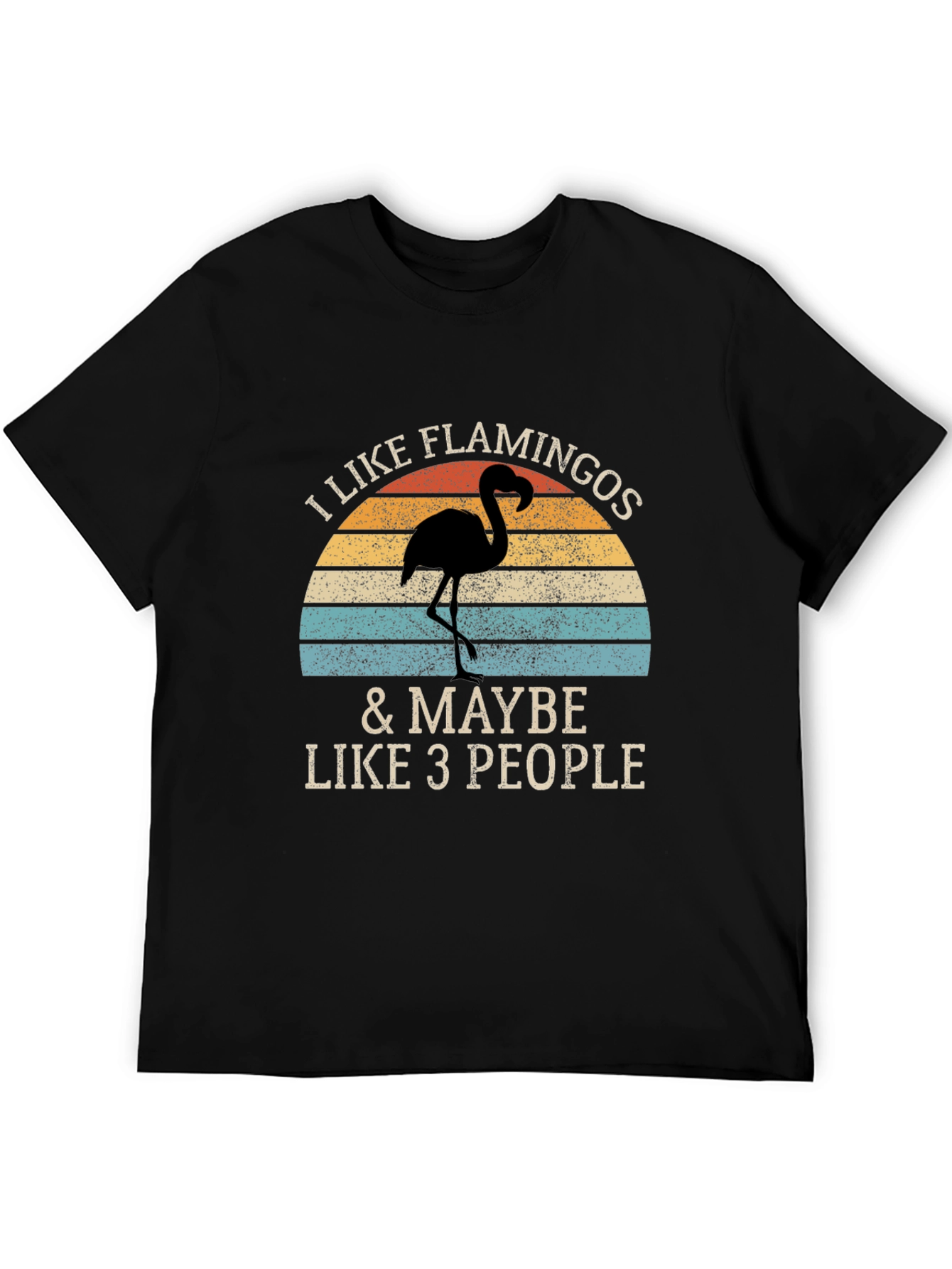 Black I Like Flamingos T-Shirt - Funny Graphic Tee view 5