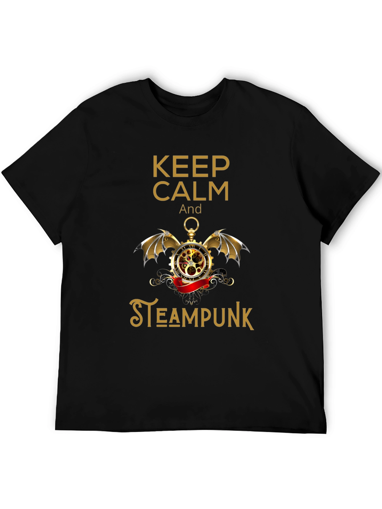 Black Steampunk T-Shirt - Keep Calm Style view 5