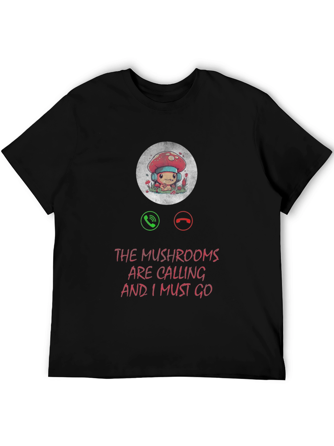 Black Mushroom Calling T-Shirt: Fun & Unique Design view 5