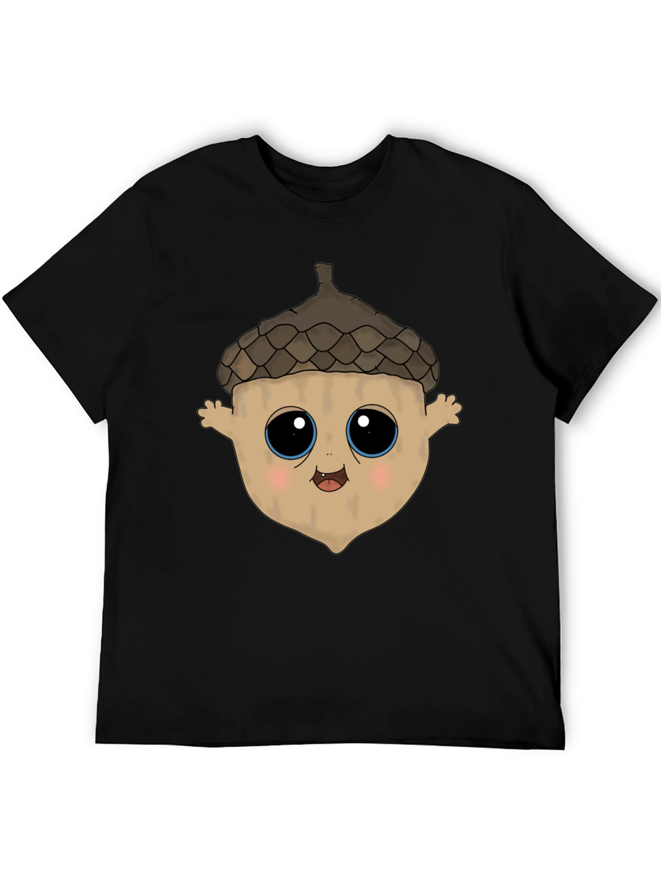 Black Cute Acorn Cartoon Graphic T-Shirt view 5