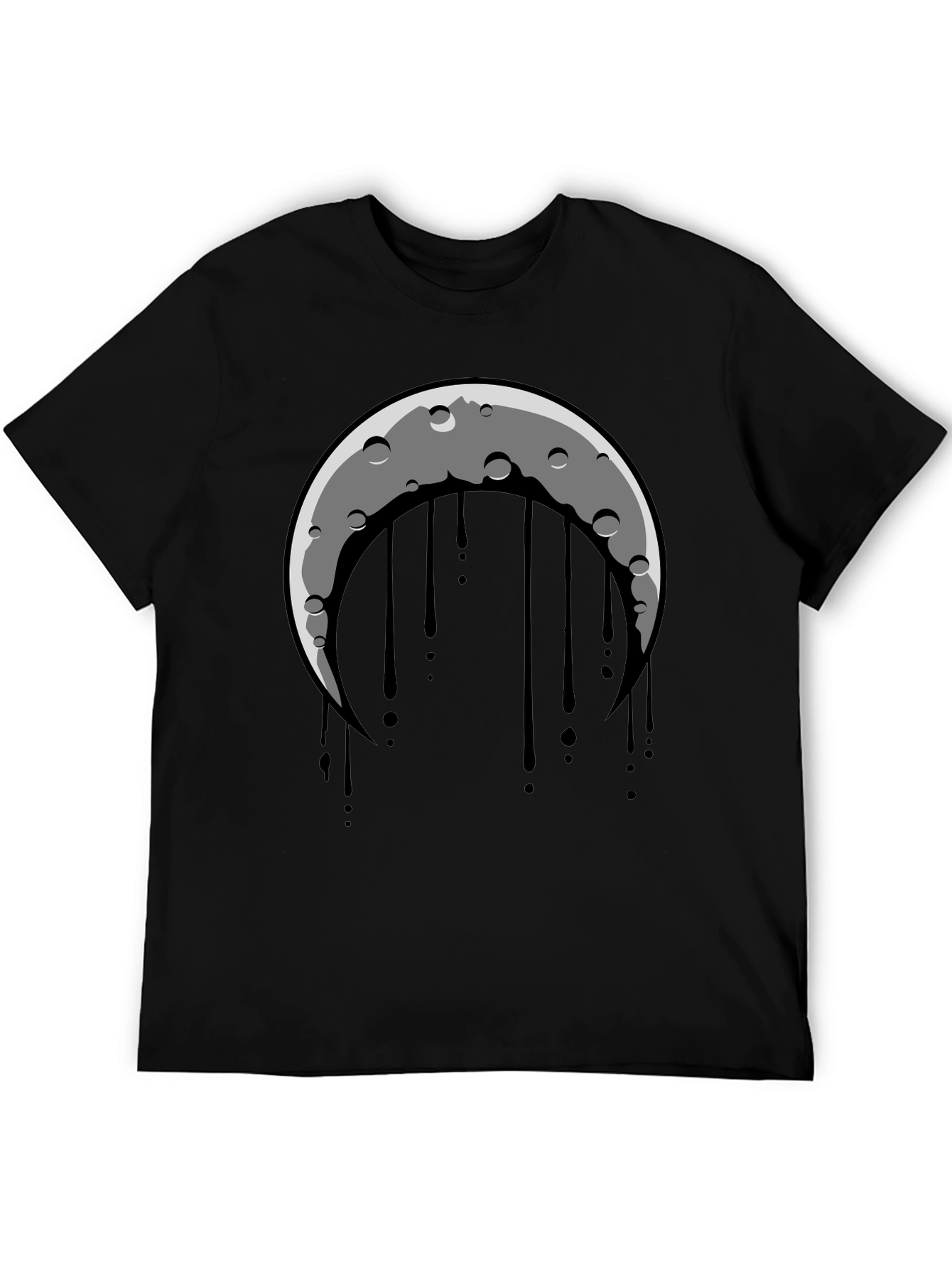 Black Crescent Moon Dripping Graphic Tee - Black view 5