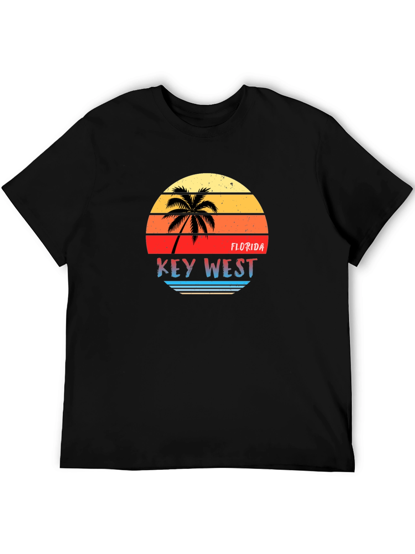 Black Key West Florida Retro Sunset Graphic T-Shirt view 5
