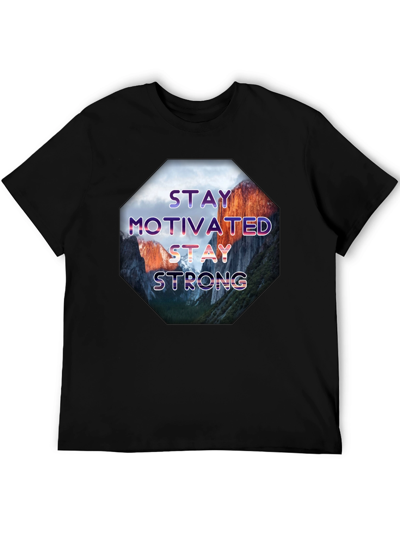 Black Stay Motivated Men's Graphic T-Shirt view 5