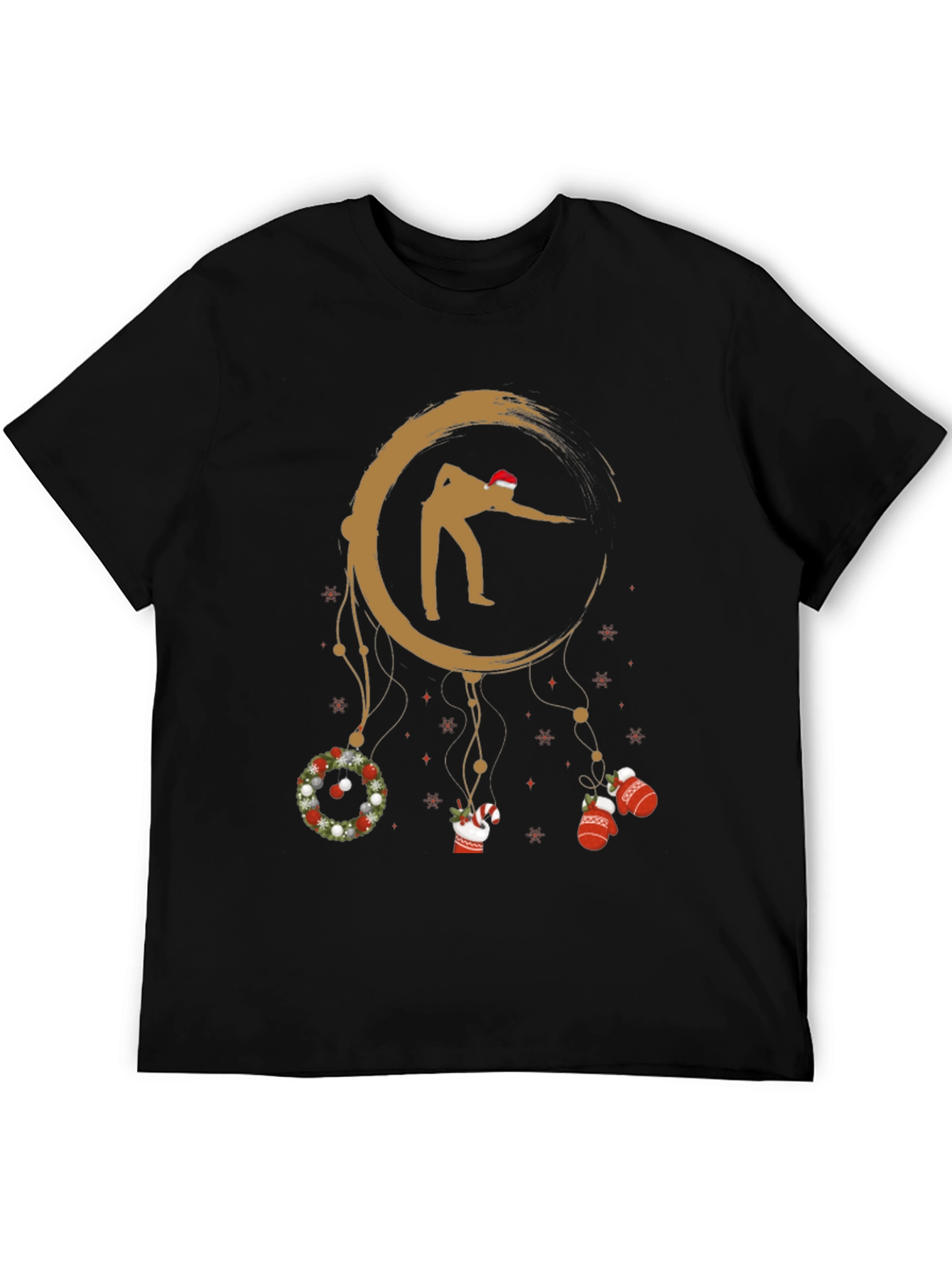 Black Festive Billiards T-Shirt - Christmas Dreamcatcher Design view 5