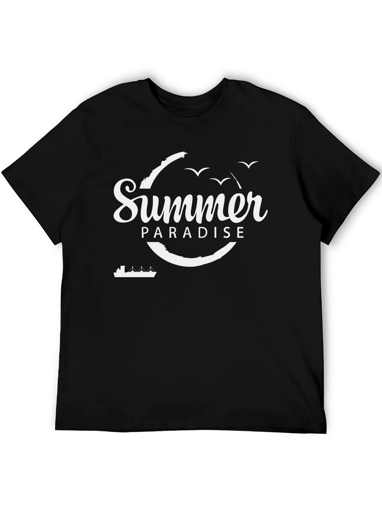 Black Summer Paradise Black Graphic T-Shirt view 5