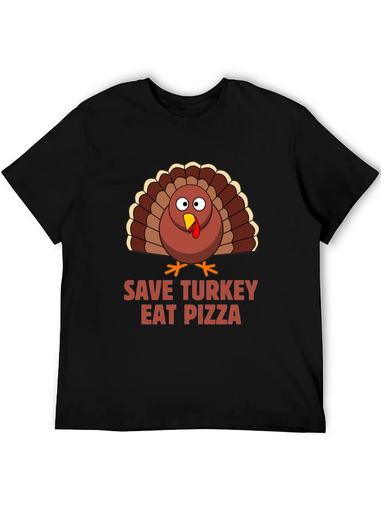 Black Save Turkey Eat Pizza T-Shirt view 5