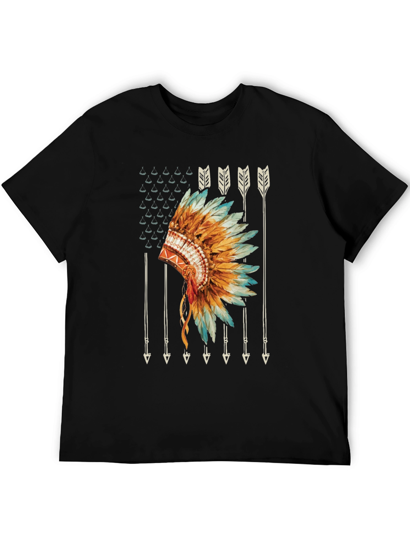 Black Native American Headdress Graphic Tee view 5