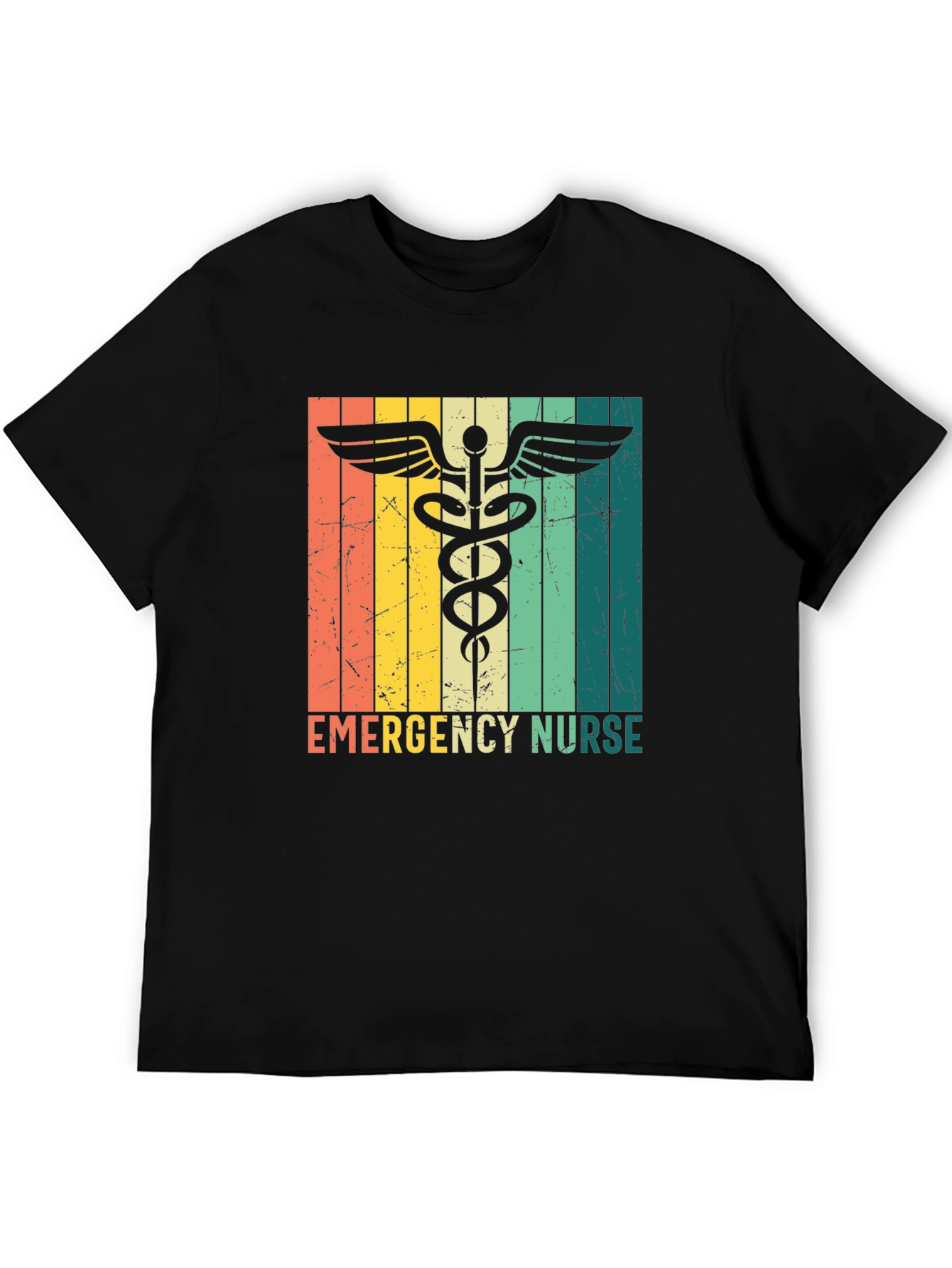 Black Emergency Nurse Retro T-Shirt view 5