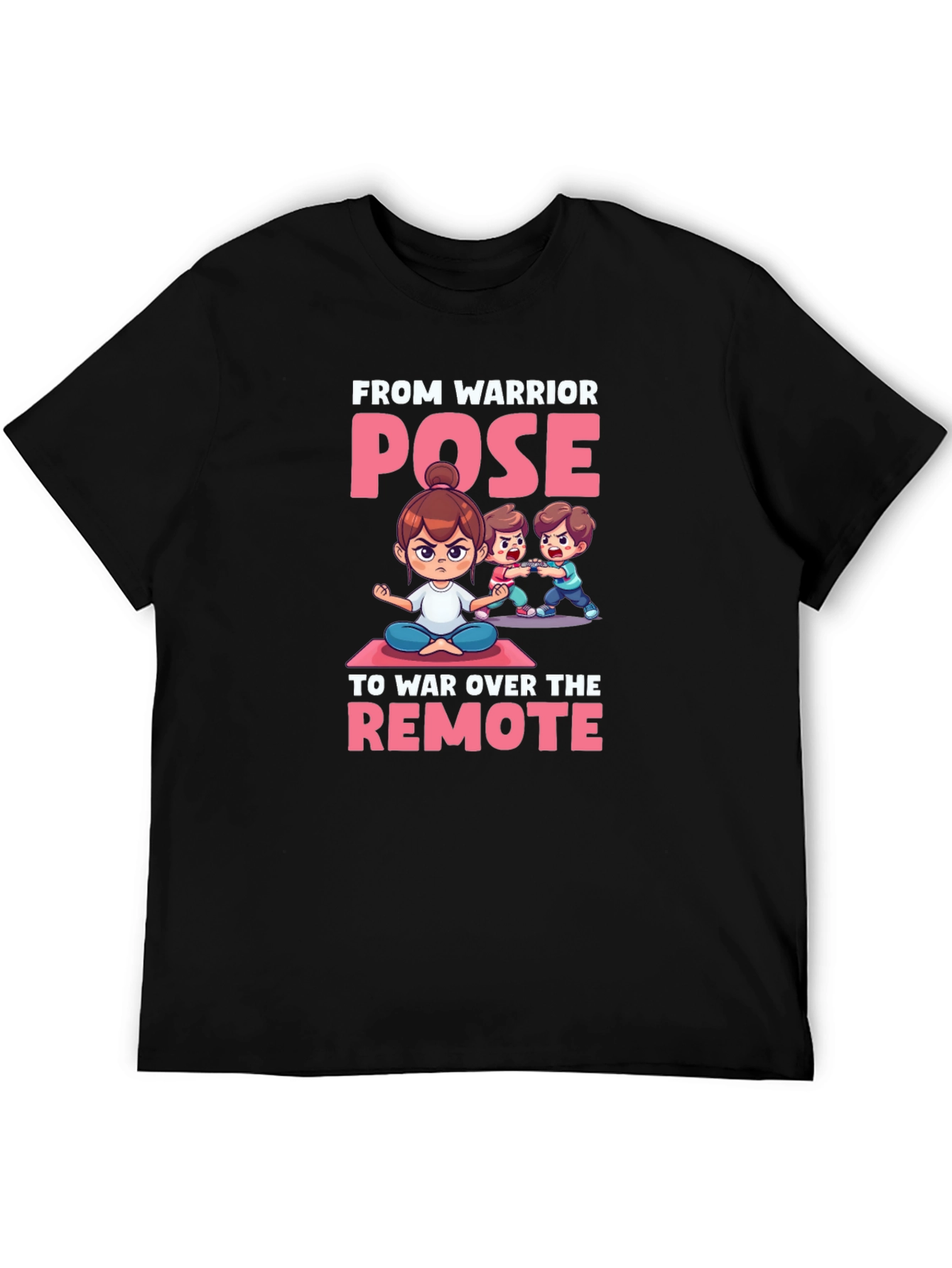 Black Warrior Pose Remote War T-Shirt view 5