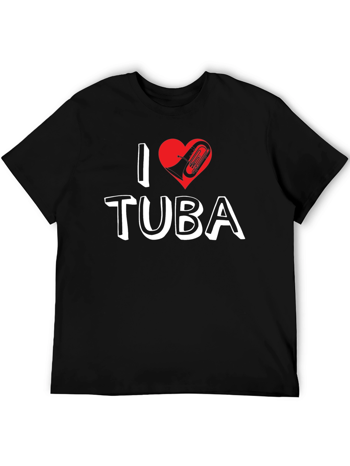 Black I Love Tuba Graphic Tee - Music Lover Shirt view 5