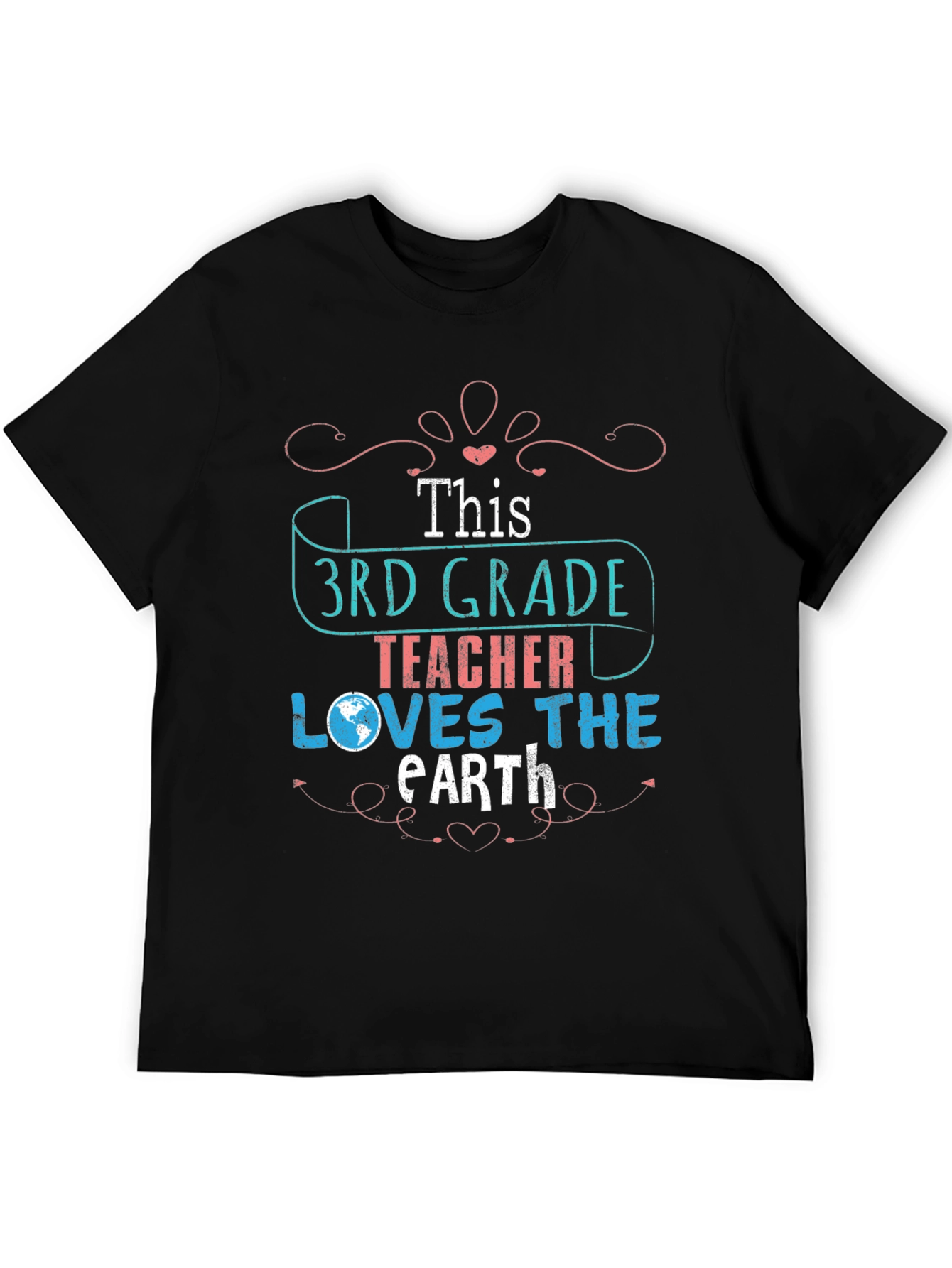Black 3rd Grade Teacher Earth Day T-Shirt view 5