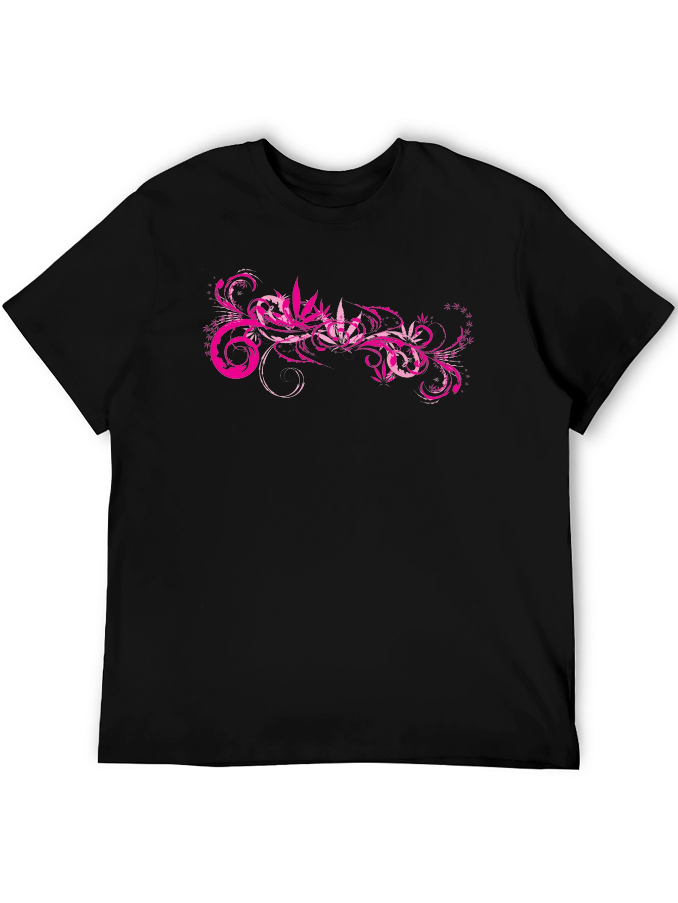 Black Pink Cannabis Swirl Graphic T-Shirt view 5
