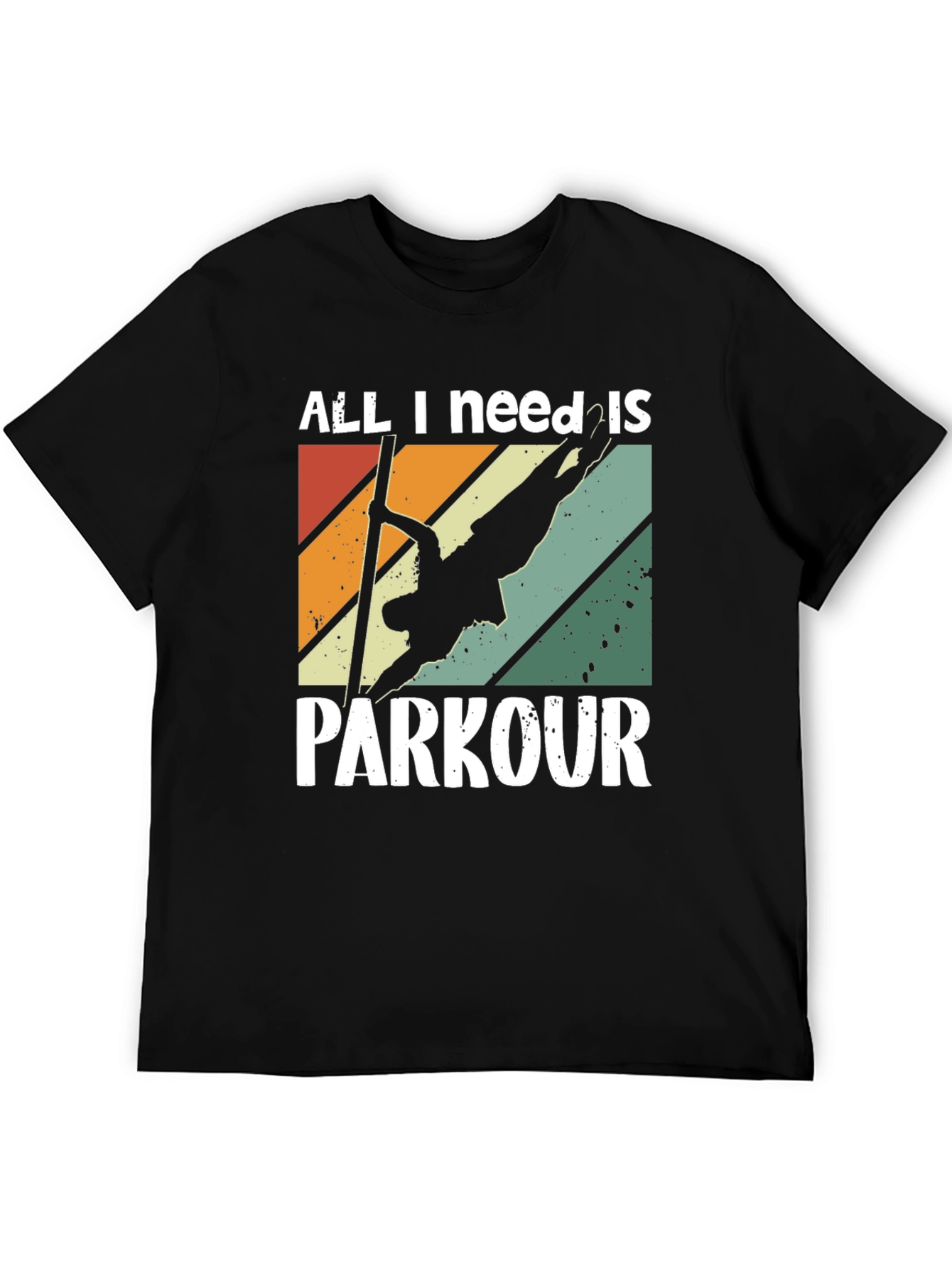 Black All I Need Is Parkour T-Shirt - Retro Style view 5