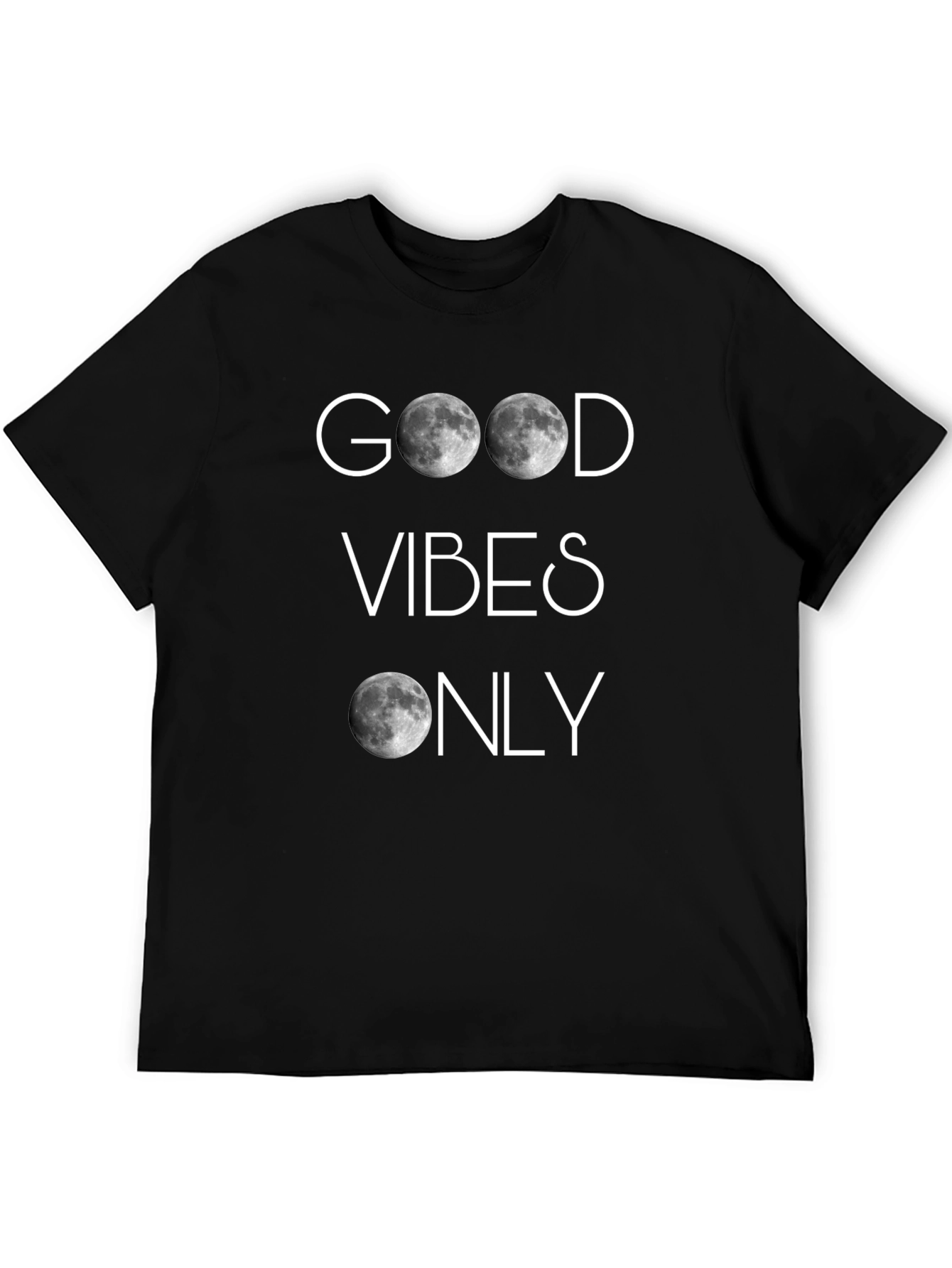 Black Good Vibes Only Moon T-Shirt view 5