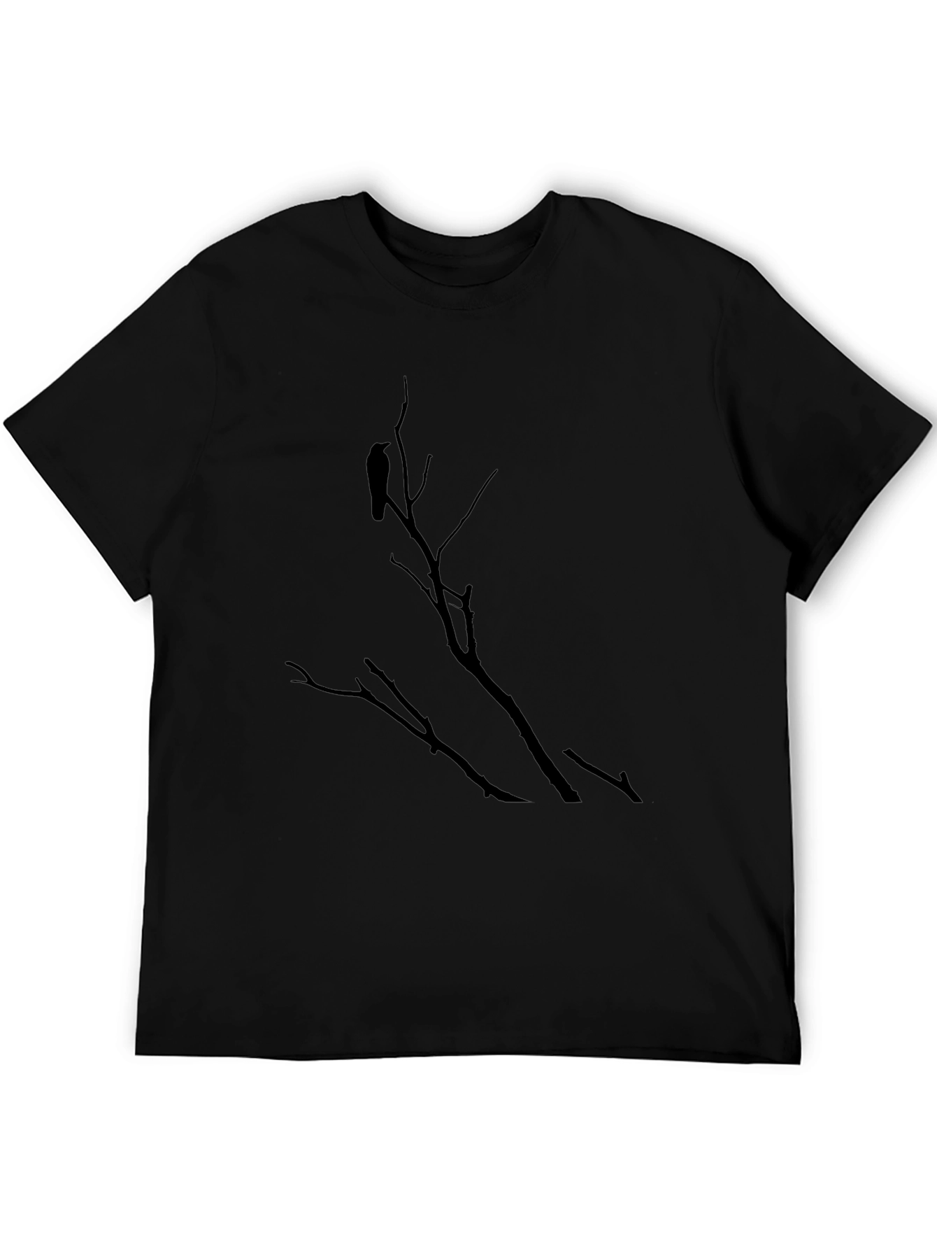 Black Raven on Branch Black Graphic Tee view 5