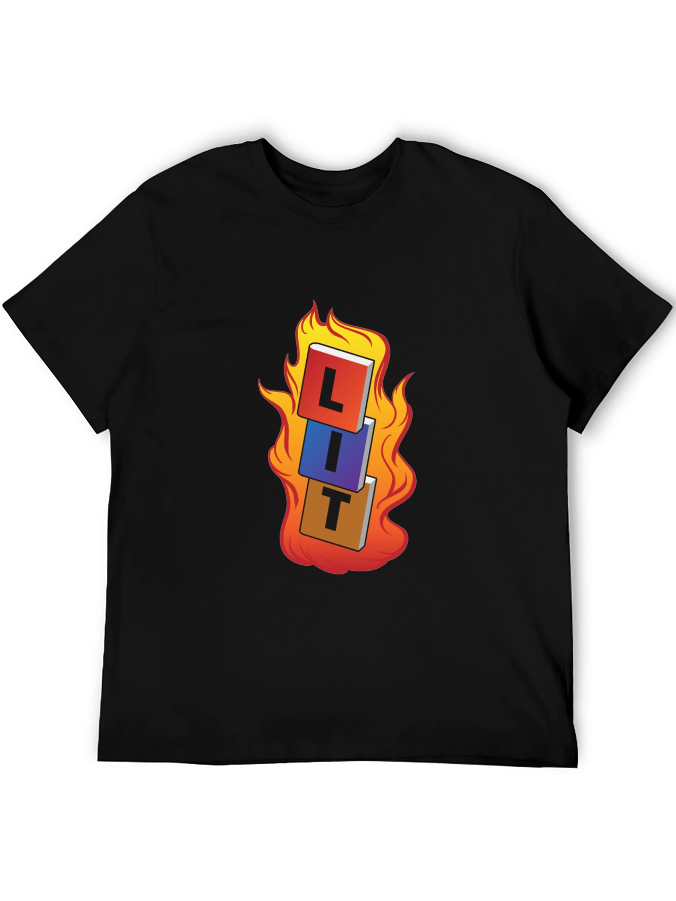 Black LIT T-Shirt - On Fire Graphic Tee view 5