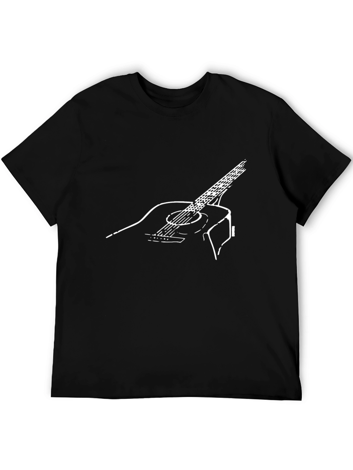 Black Guitar Graphic Print Crew Neck Tee view 5