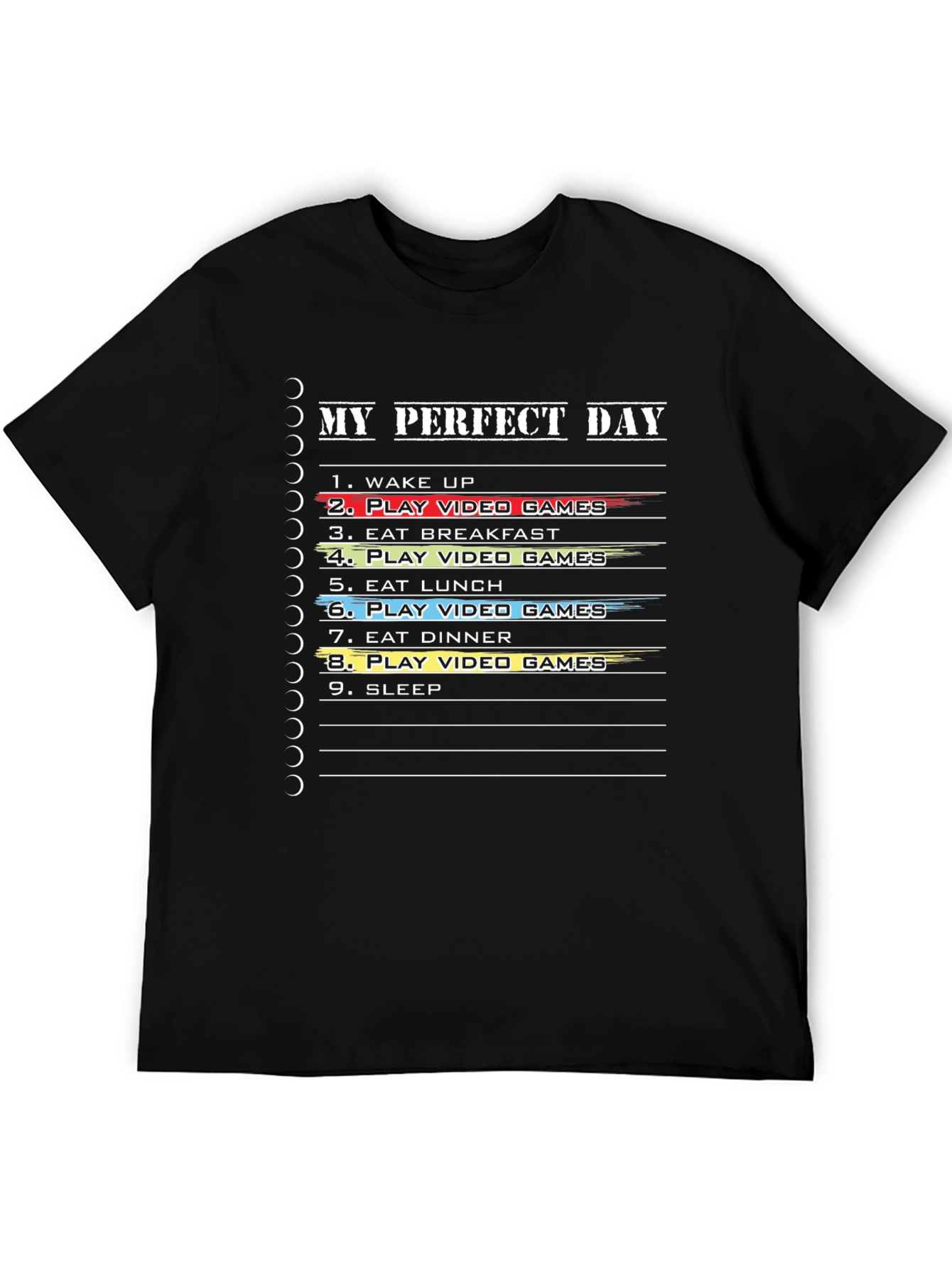 Black My Perfect Day Gamer T-Shirt - Video Game Lover Tee view 5