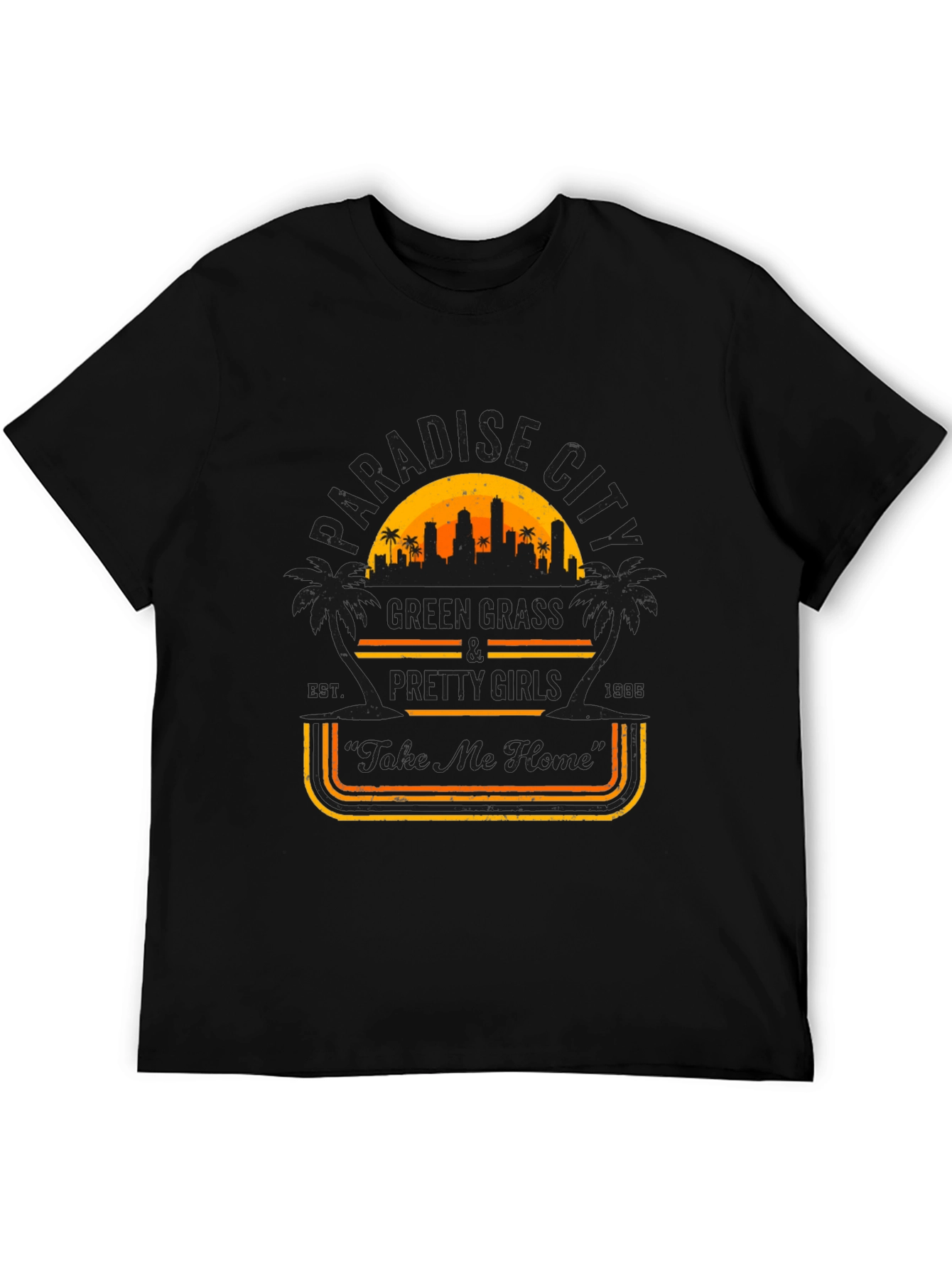 Black Paradise City Graphic T-Shirt - Retro Style view 5