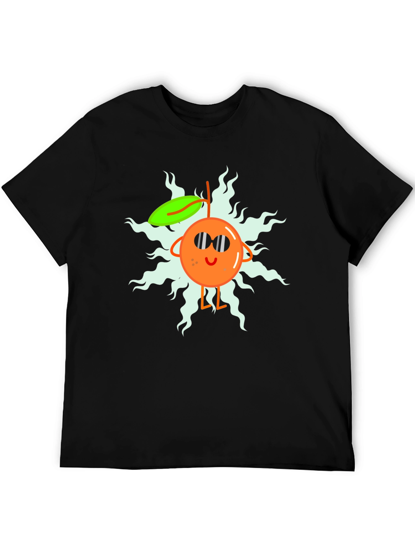 Black Cool Orange Cartoon T-Shirt view 5