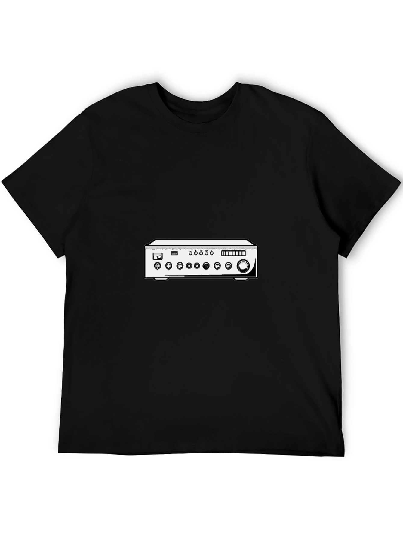 Black Vintage Receiver Graphic Tee - Retro Audio Shirt view 5
