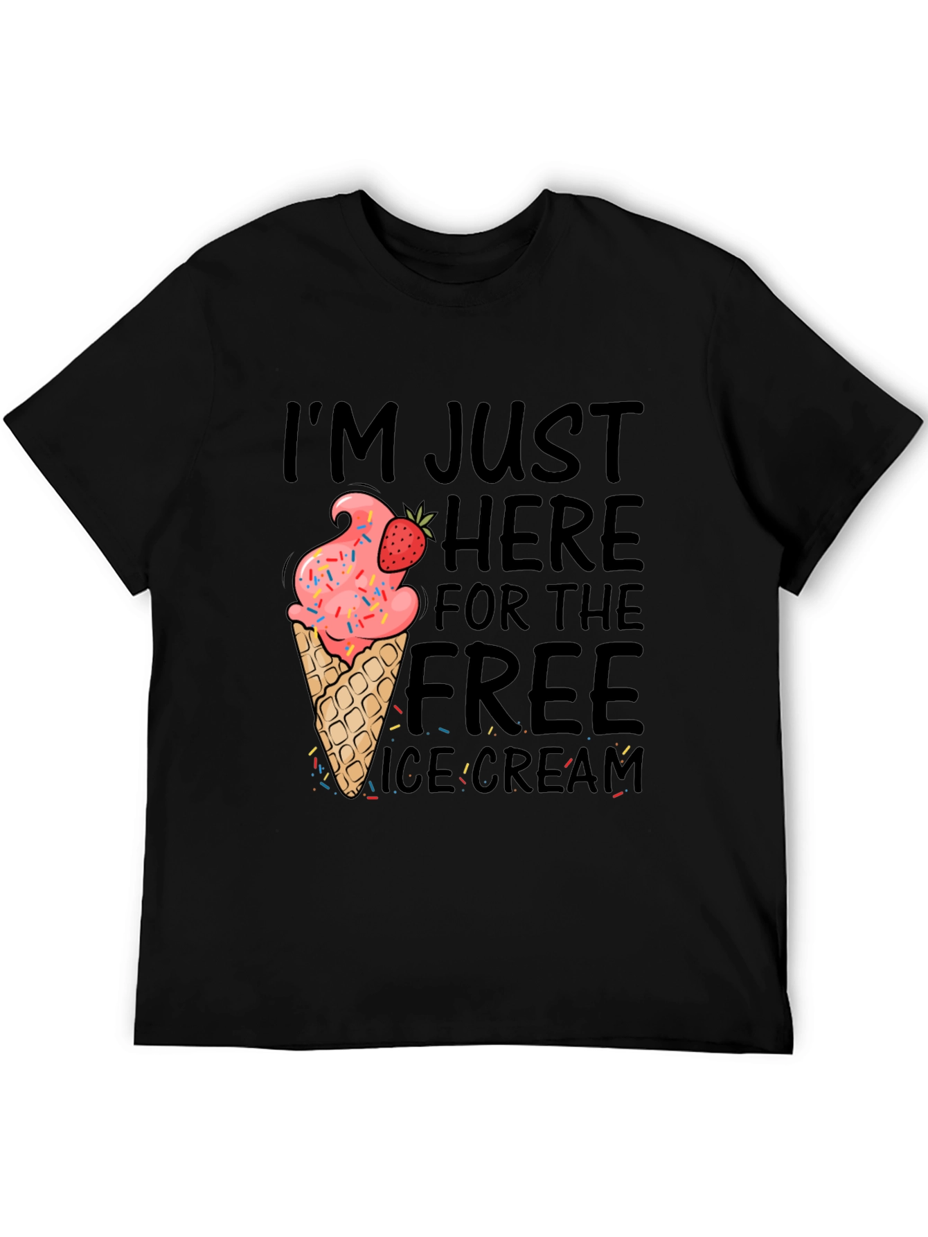 Black Free Ice Cream T-Shirt Funny Novelty Graphic Tee view 5
