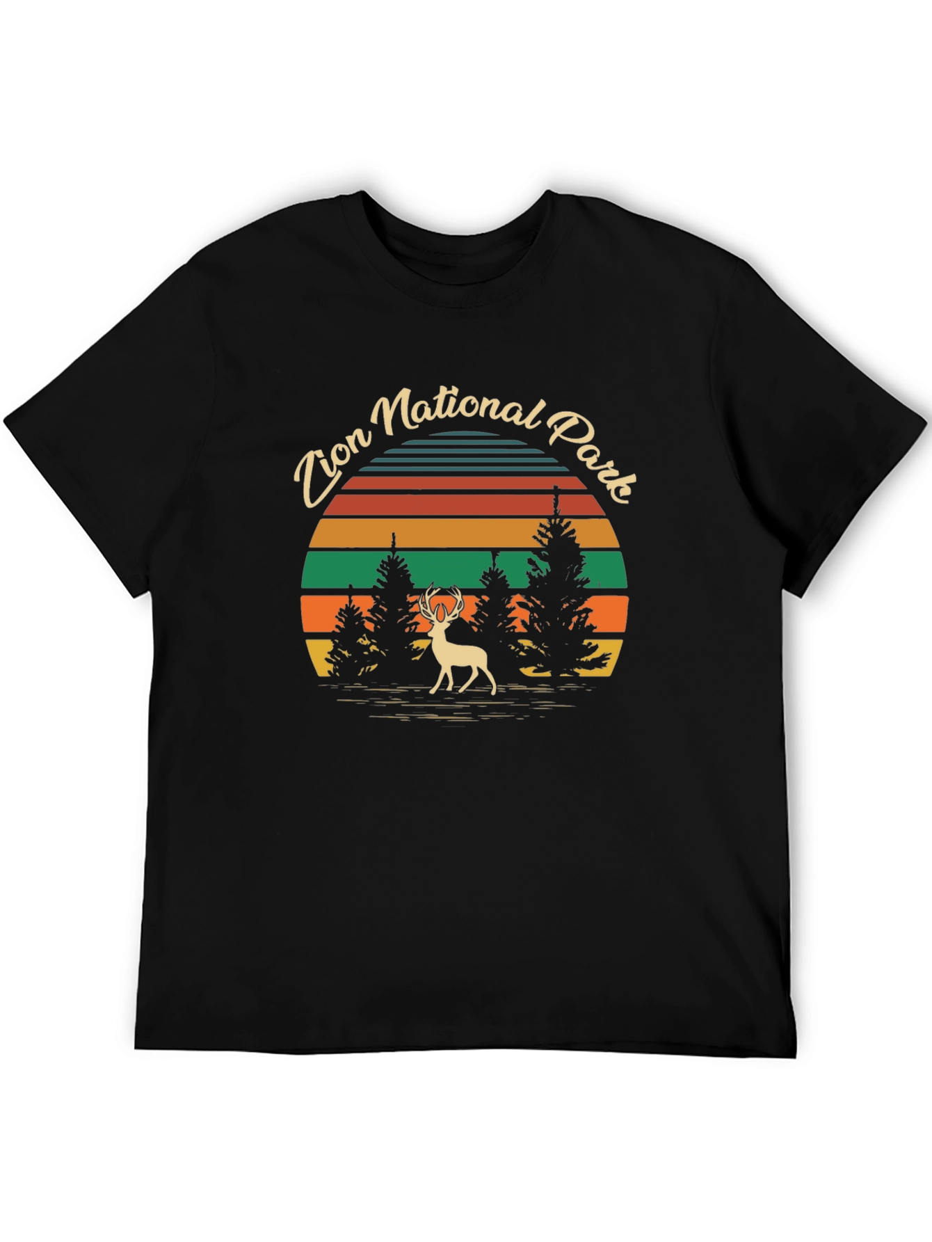 Black Zion National Park Deer Graphic Tee - Black view 5