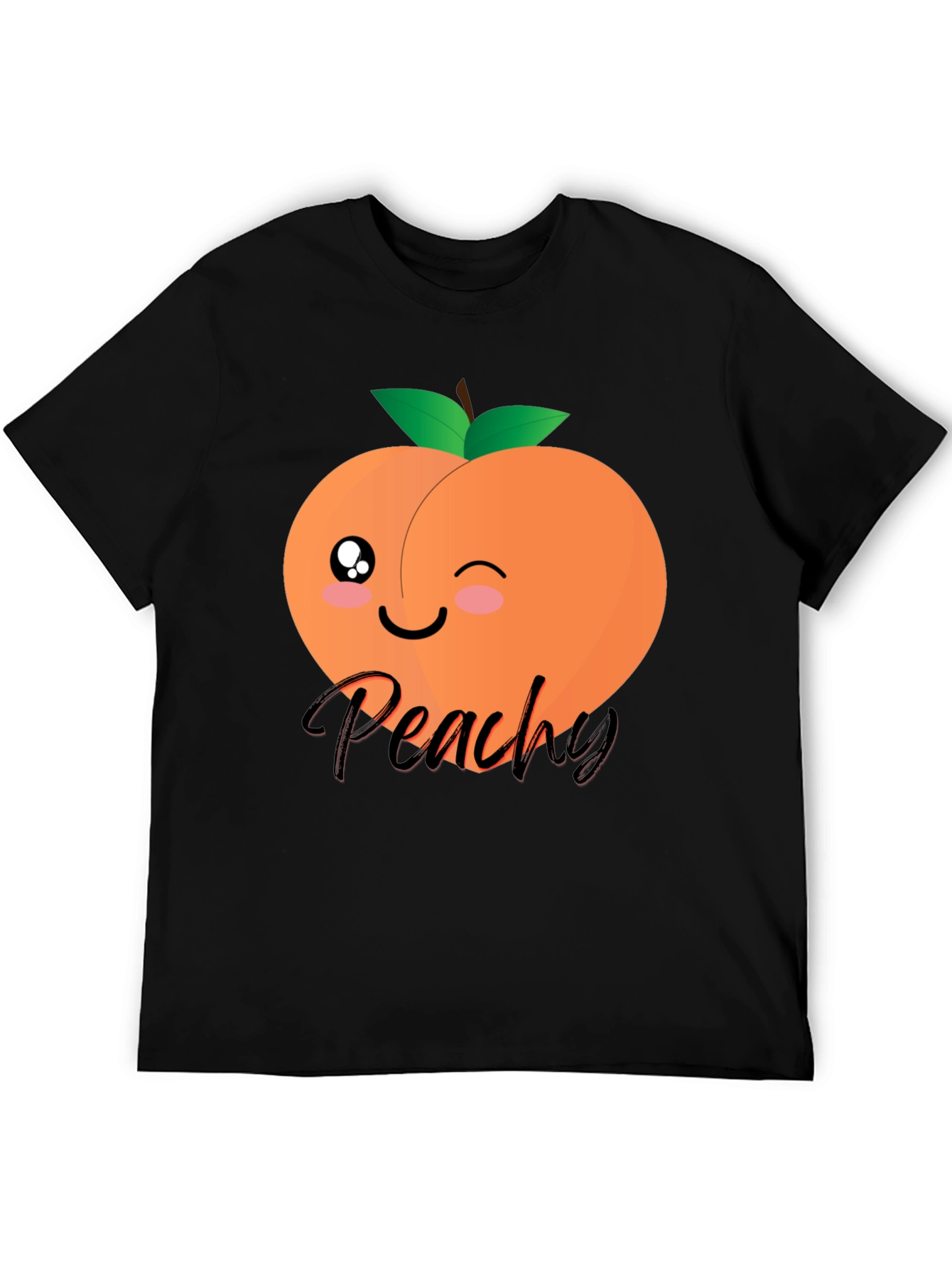 Black Cute Peachy Graphic T-Shirt - Unisex Black Tee view 5