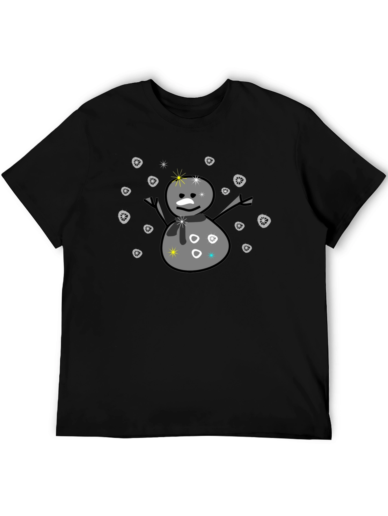 Black Snowman Graphic Tee - Black Cotton Blend T-Shirt view 5